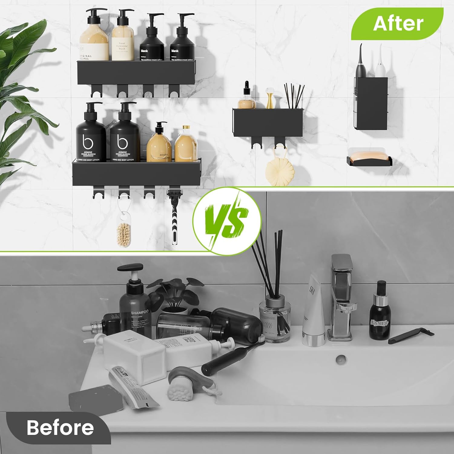 LUXEAR 5 Pack Adhesive Shower Caddy Organizer