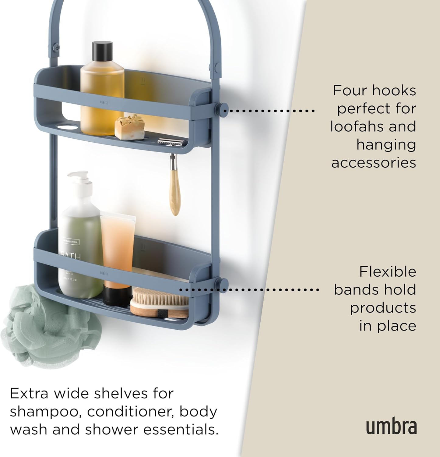 Umbra Flex Shower Caddy Slate Blue 1