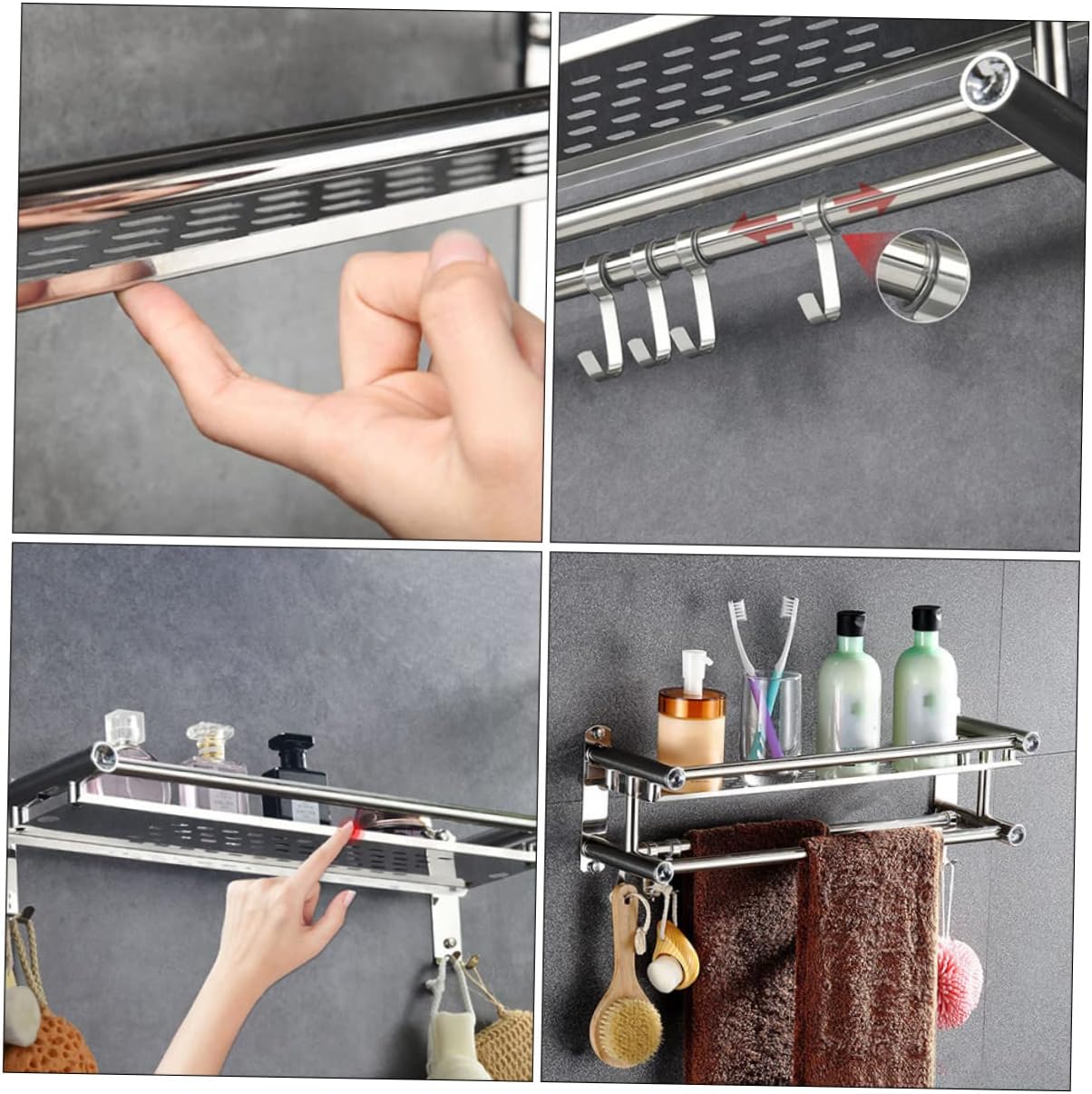 Unomor Shower Wall Storage Rack Stainless Steel