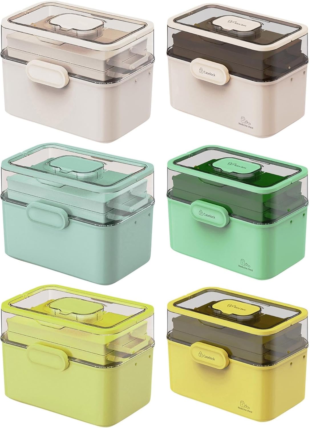 3-Tier Medicine Storage Box with Handle and Detachable Top