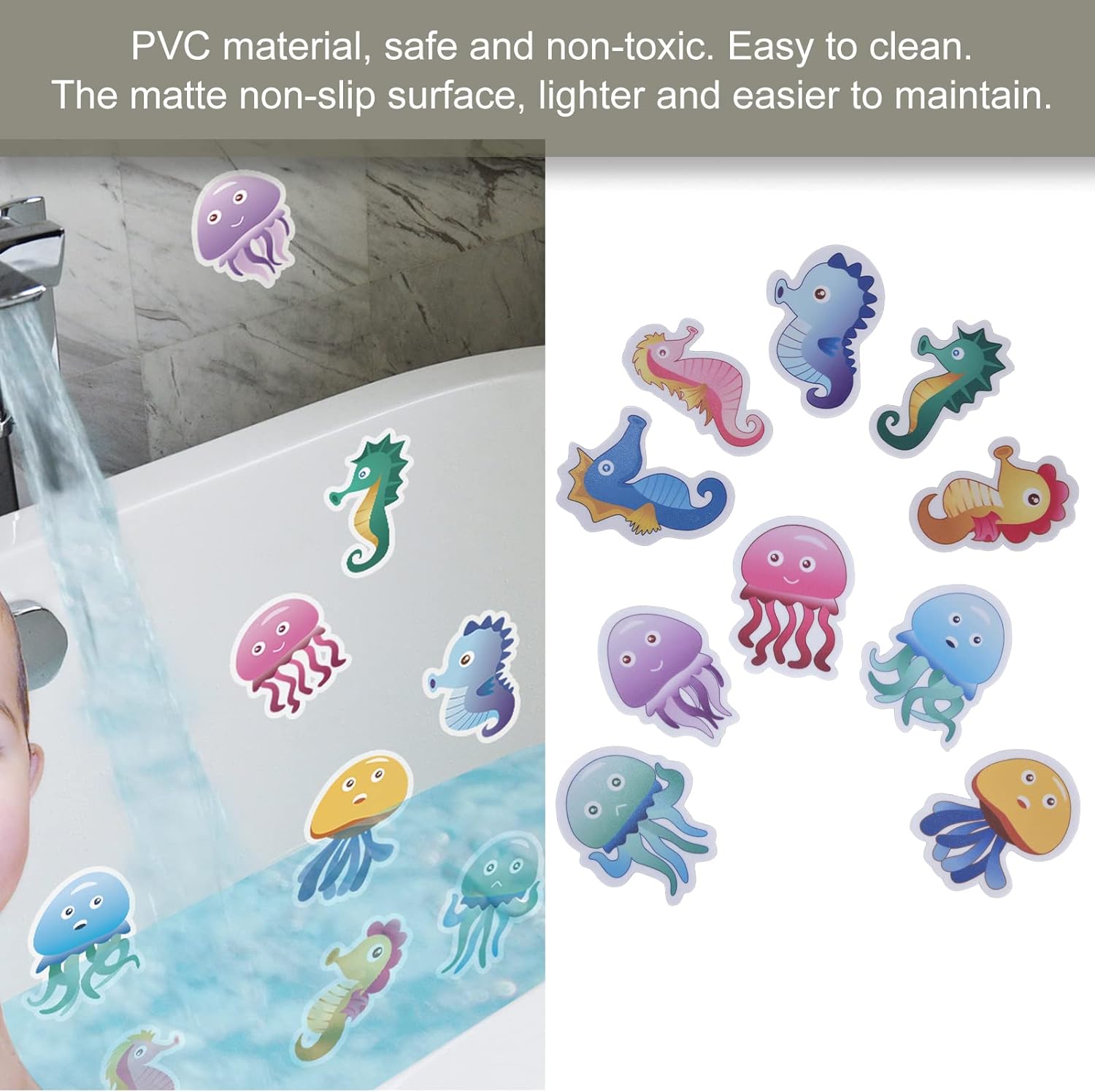 Gavigain 2 Set Kids Bath Stickers with Sea Animal Design