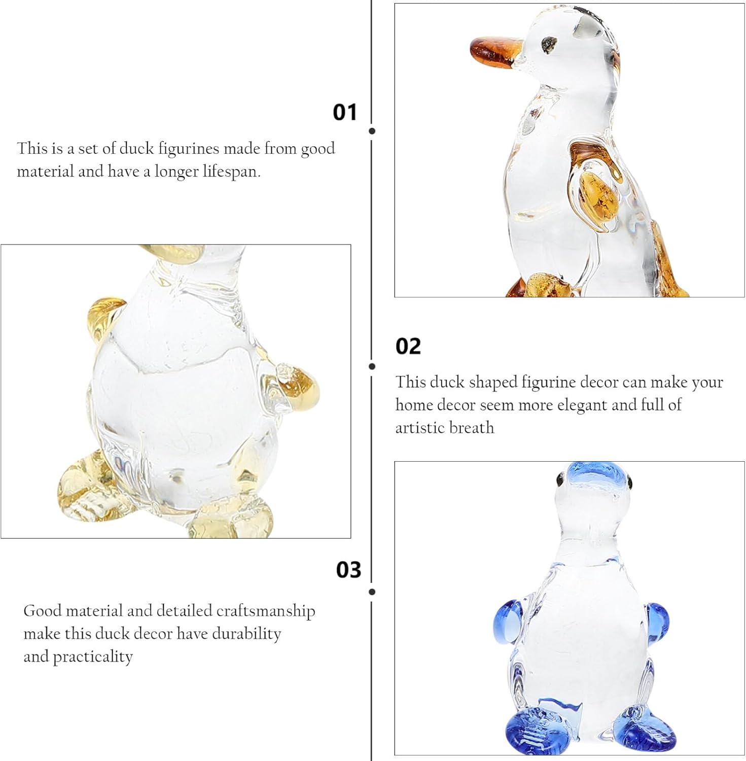 VOSAREA Crystal Desk Decor 4pcs Miniature Figurine Set