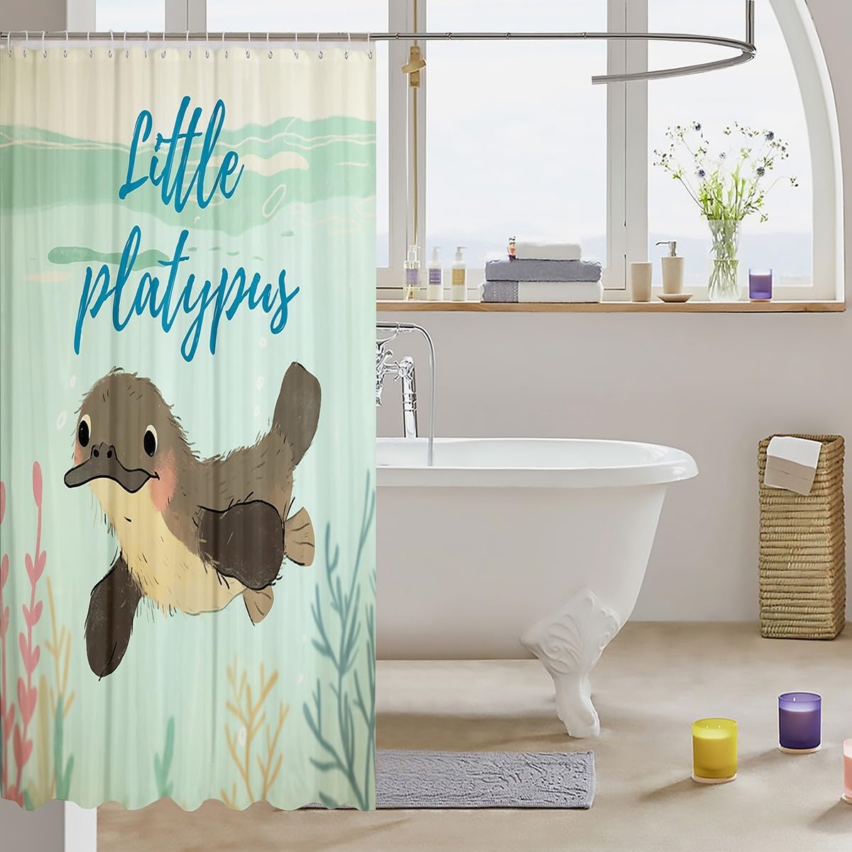Erosebridal Cartoon Platypus Shower Curtain Set