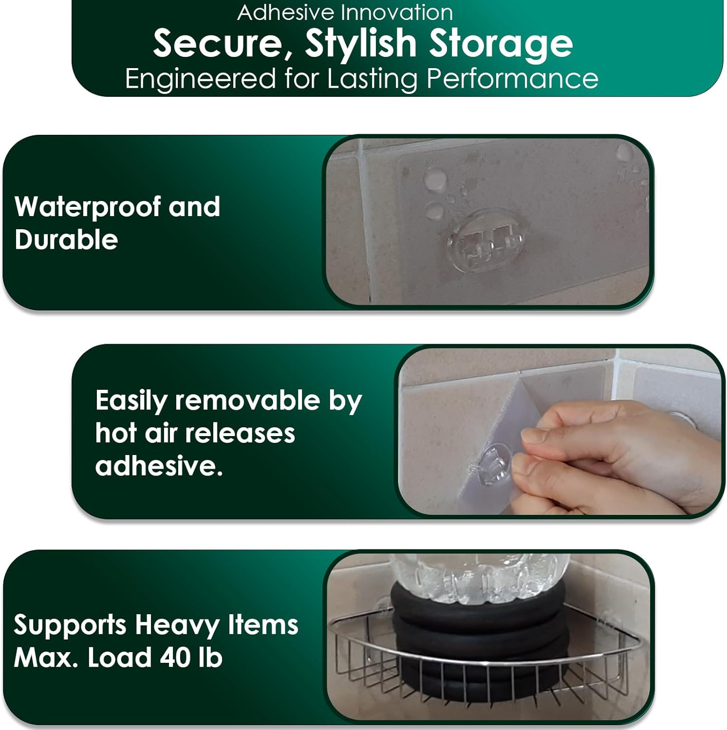 Jovware Shower Caddy Adhesive Replacement 4 Pack