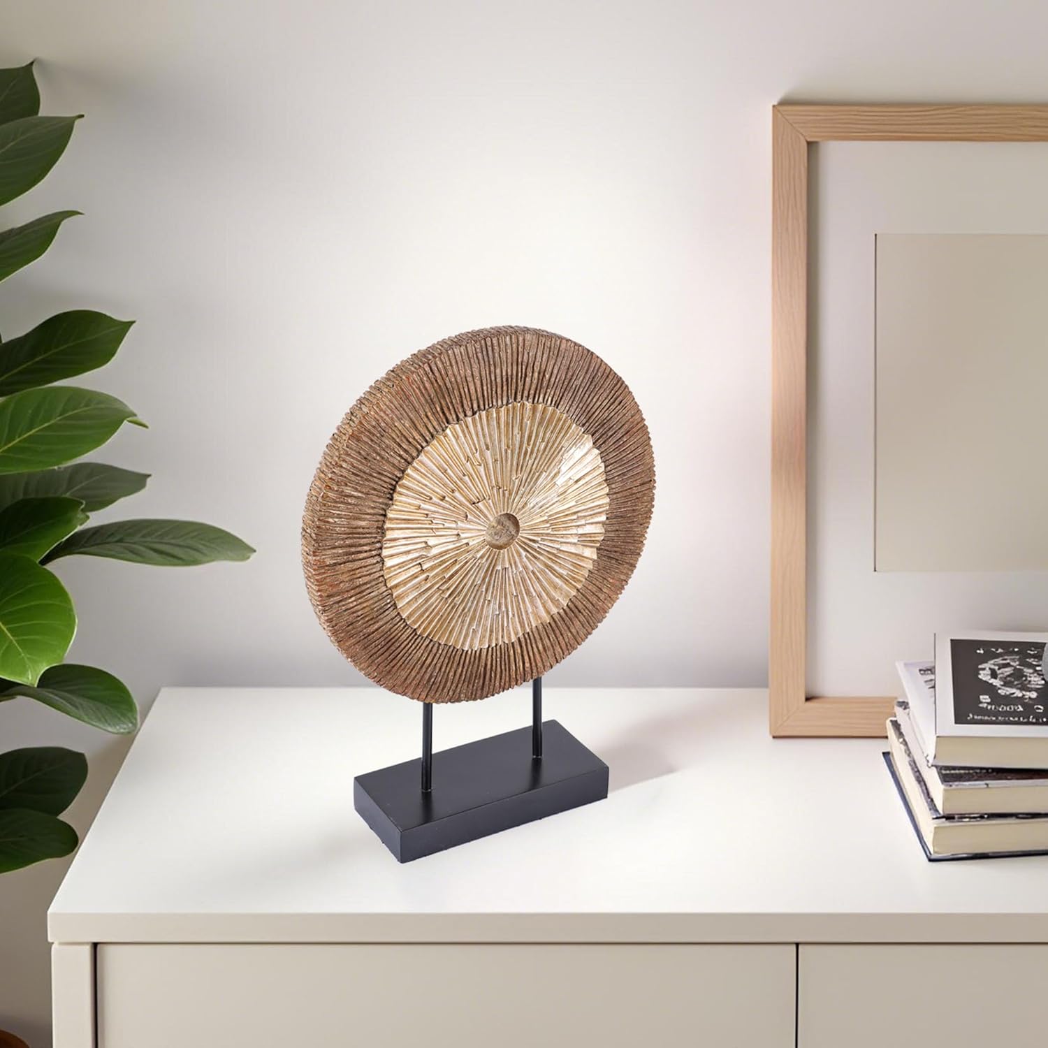 XMGZQ Modern Round Wood Statue Cabinet Decor