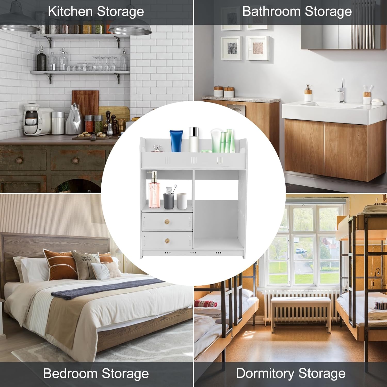 GizmoSynth Bathroom Cabinet with 2 Drawers Shelves
