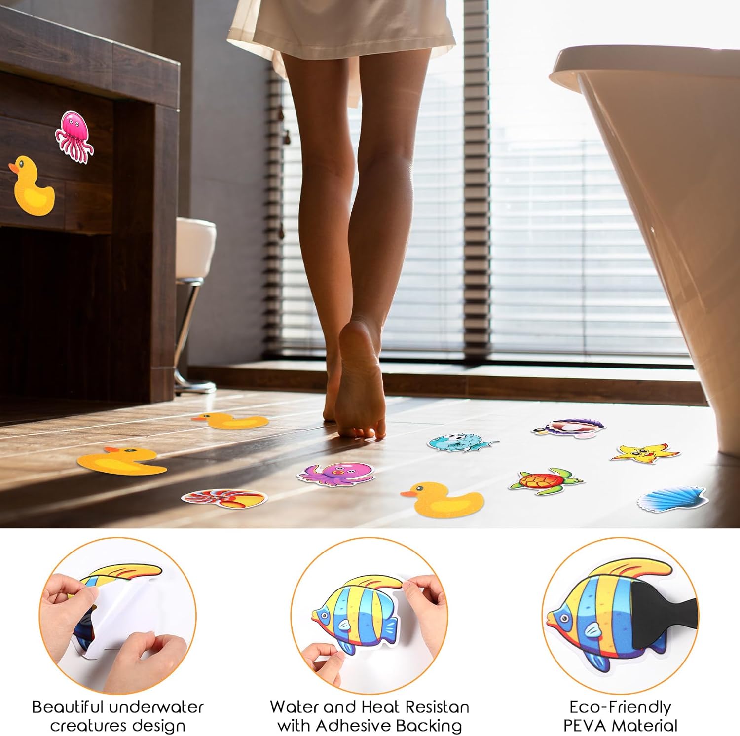 Chiisong 40 Pcs Non-Slip Bathtub Stickers with Scraper