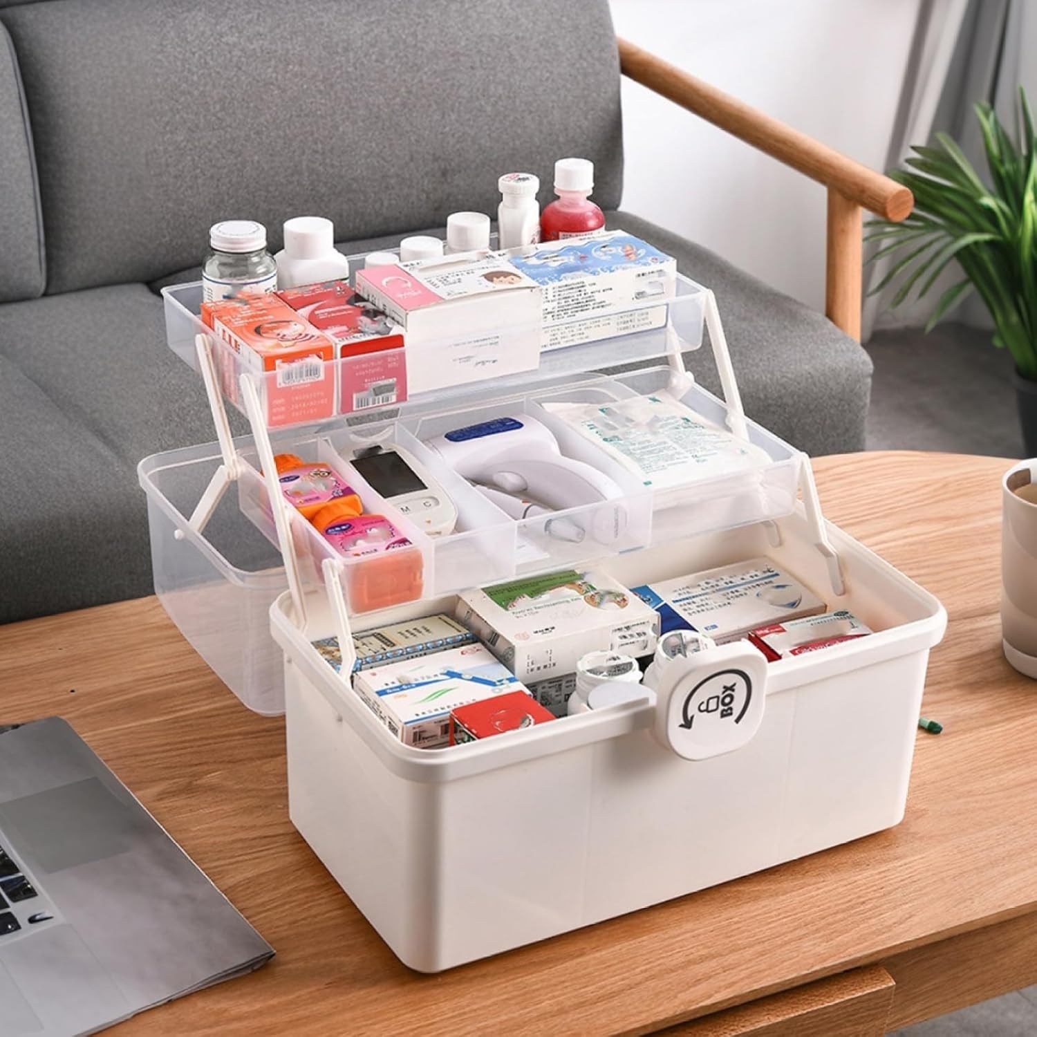 Muzrunq 3-Layer Medicine Cabinet Organizer with Handle
