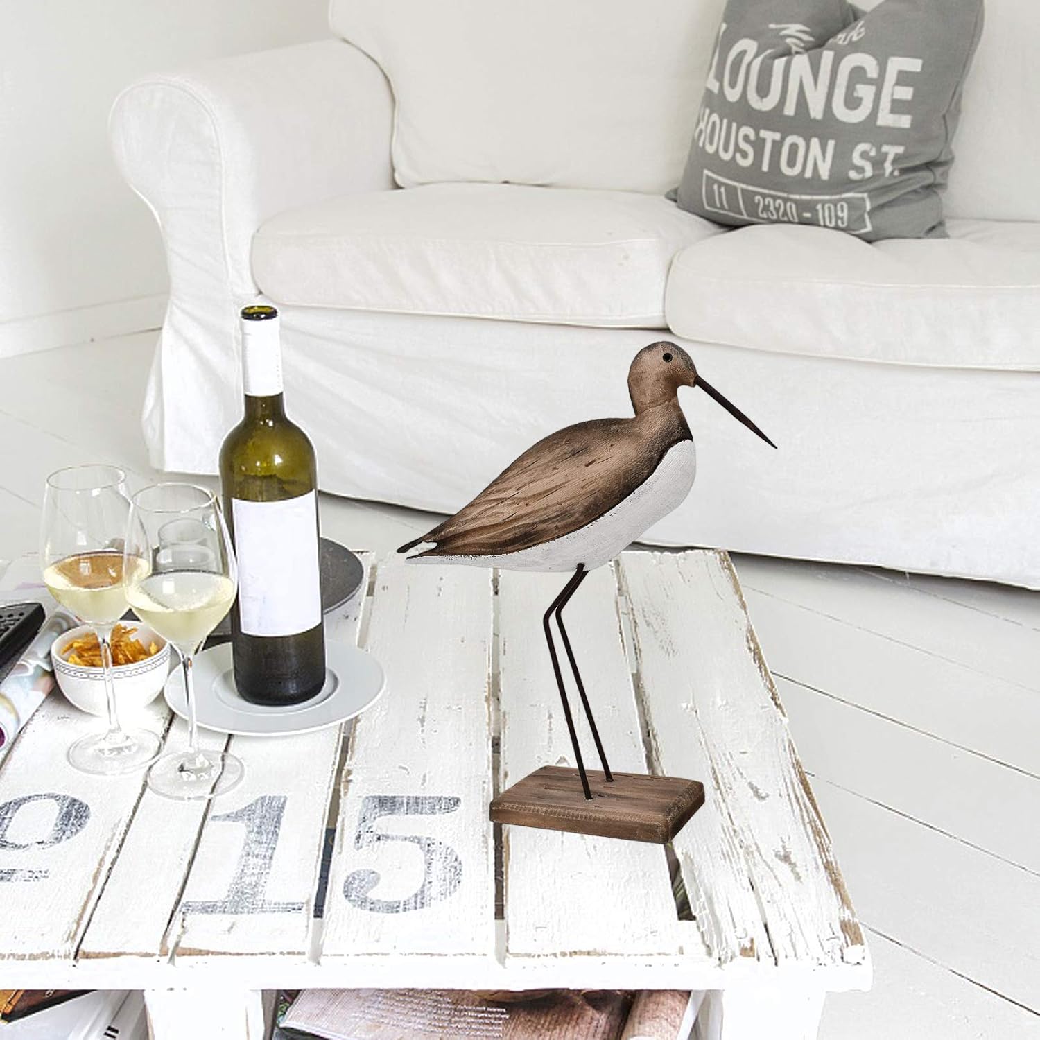 Linfevisi Seagull Statue Solid Wood Coastal Decor