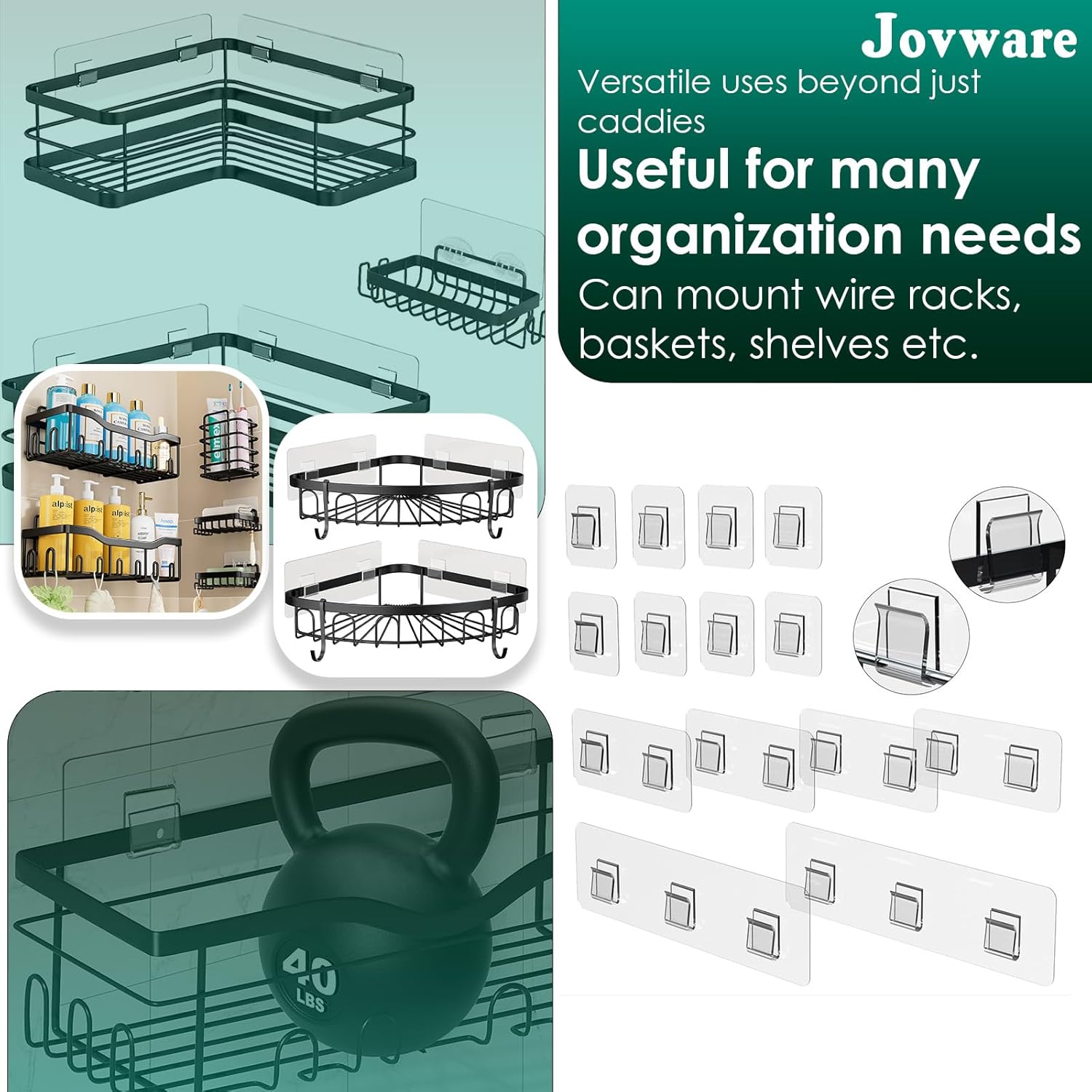 Jovware 14 Pack Shower Caddy Adhesive Replacement 1