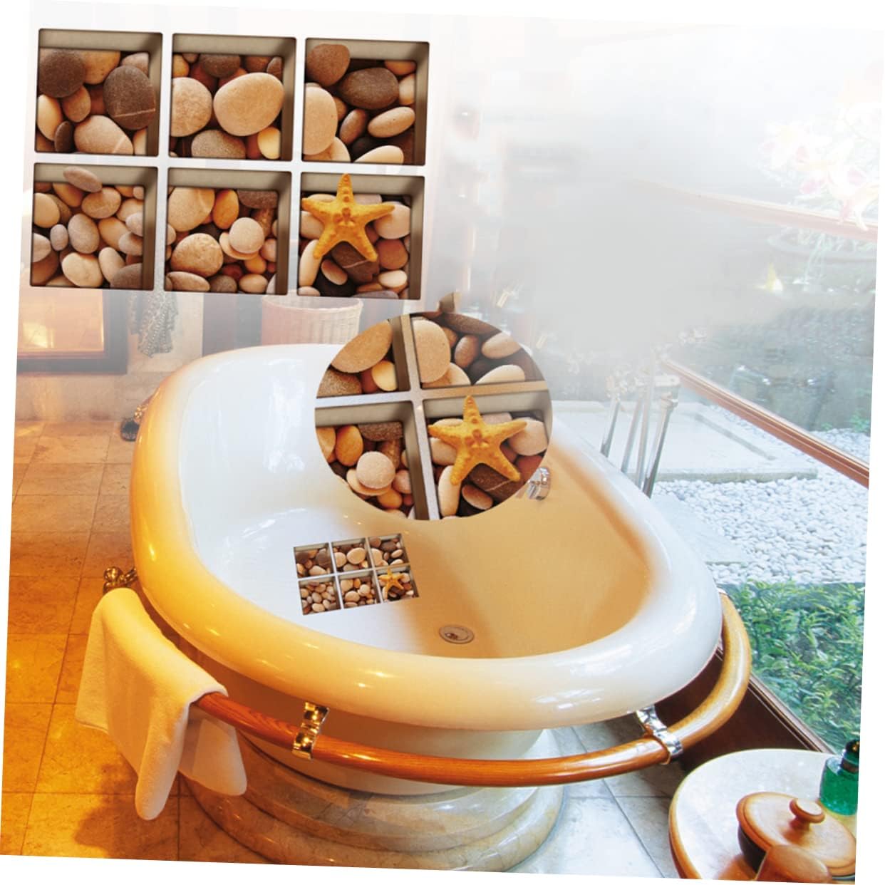 COOLHIYA 6pcs Non-Slip 3D Bathtub Stickers for Kids