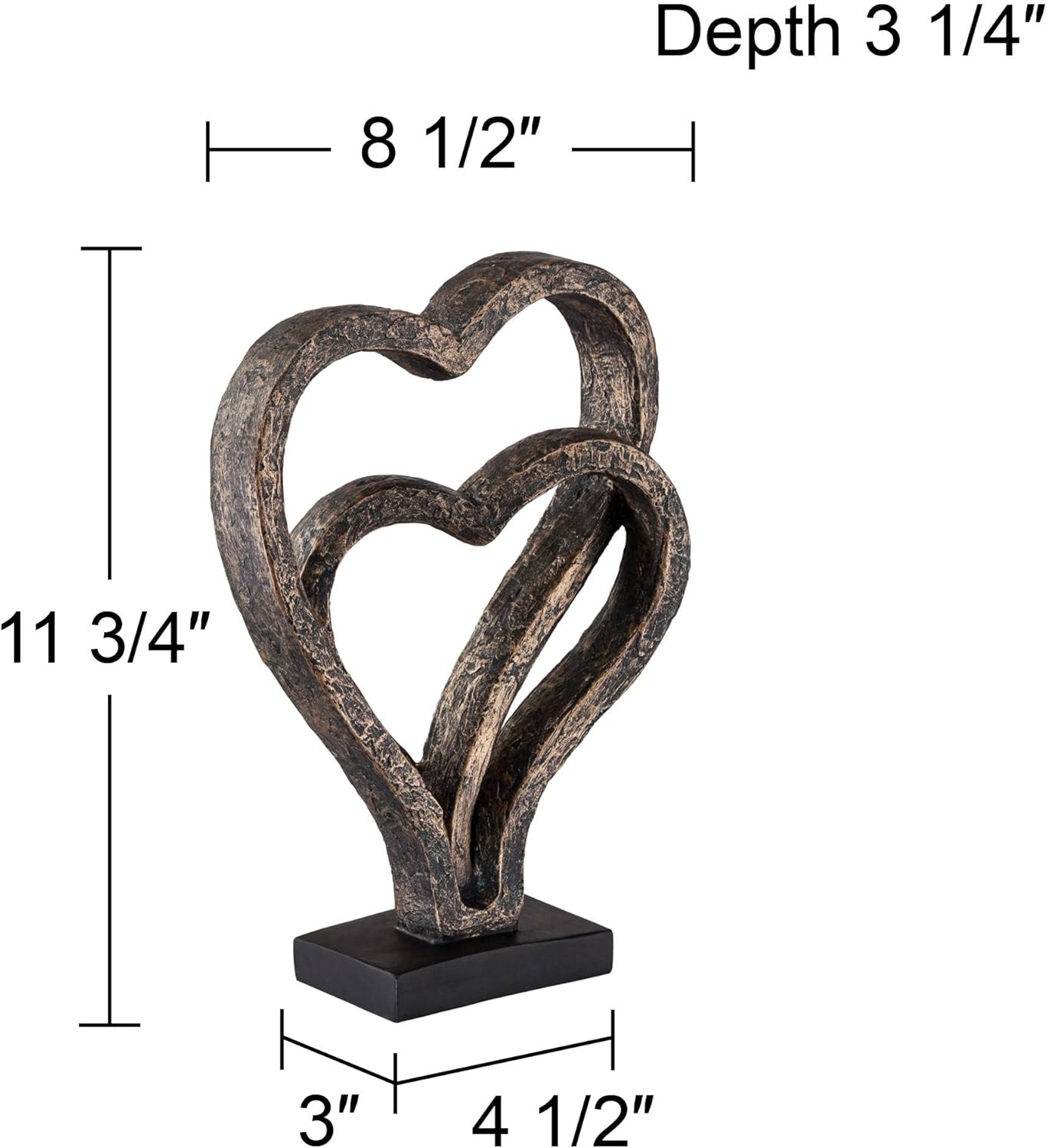 Kensington Hill Interlocking Hearts Bronze Sculpture 1