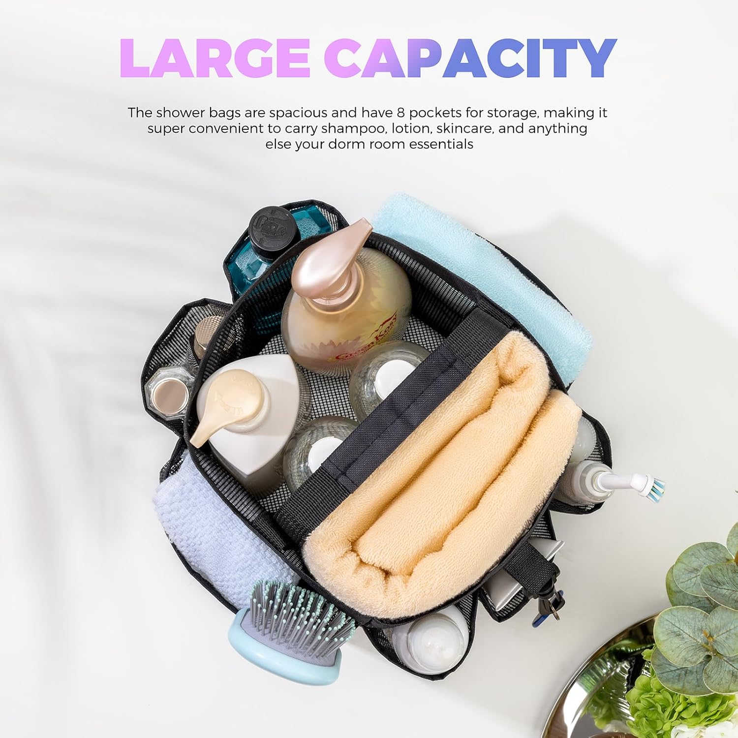 Mesh Shower Caddy Portable with 8 Pockets 1