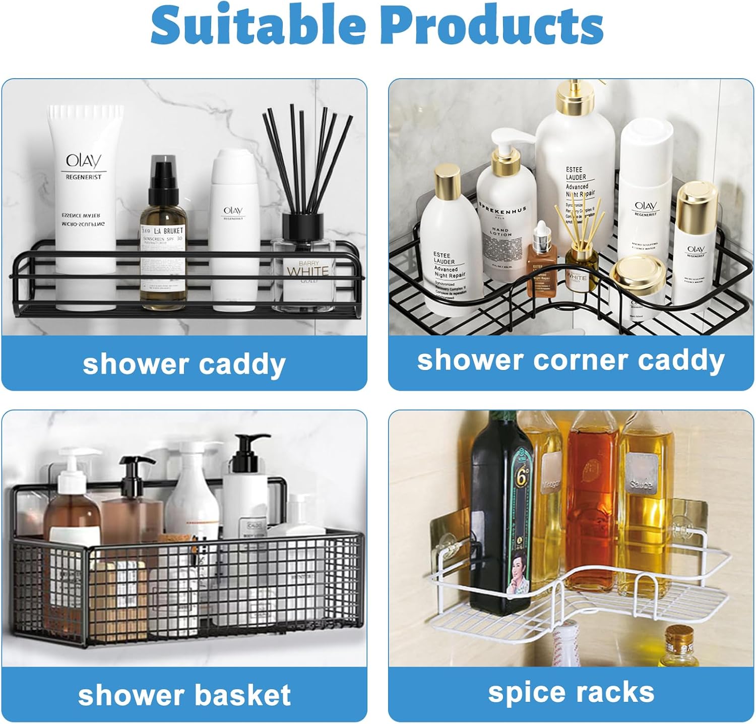 ChrisW 4-Pack Clear Suction Sticker for Bathroom Shelf