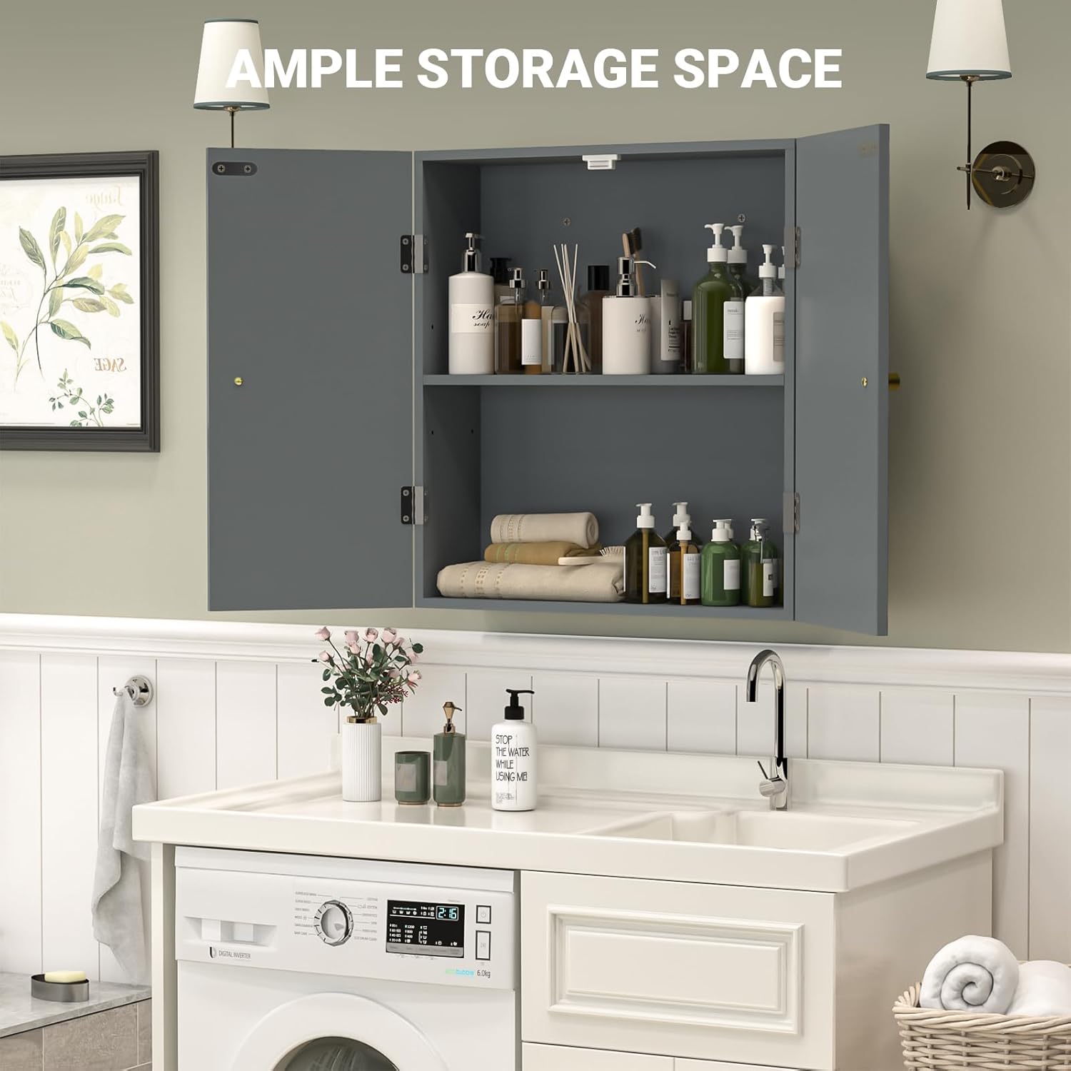 VOXANOXI Bathroom Cabinet Wall Mount Premium Design Over the Toilet Storage Cabinet