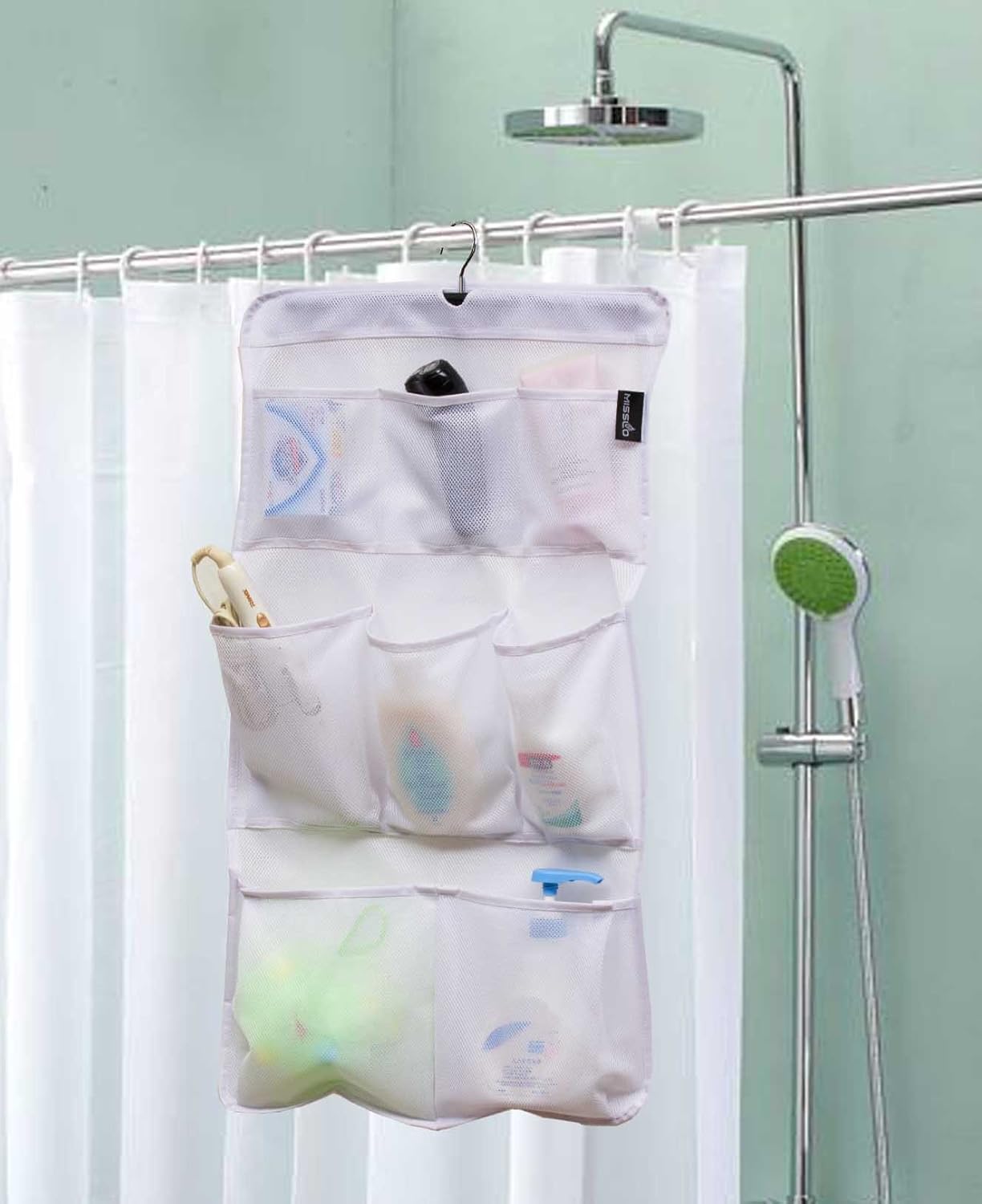MISSLO 8-Pocket Mesh Shower Organizer with Rotating Hanger