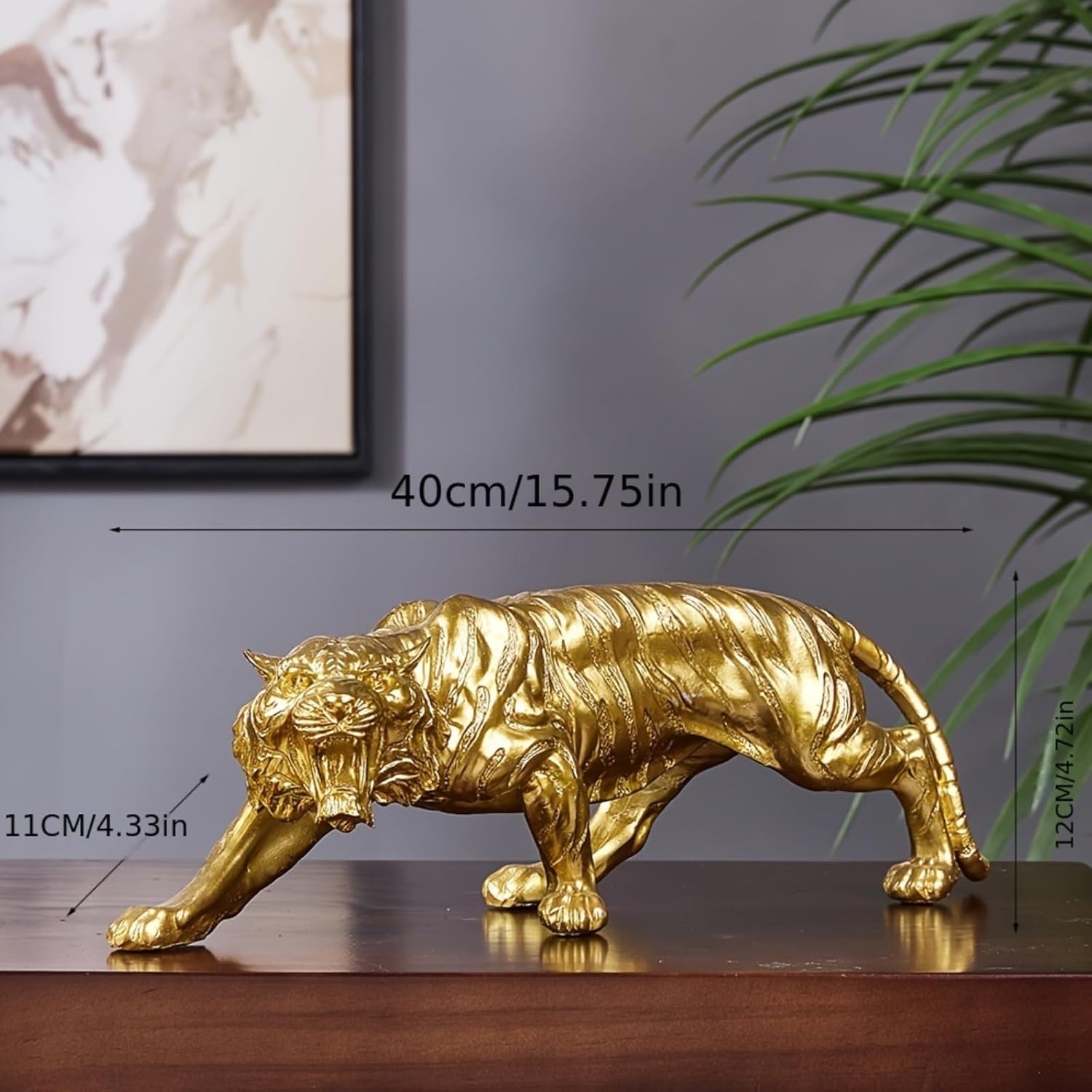 Premium Resin Golden Tiger Statue for Home Decor