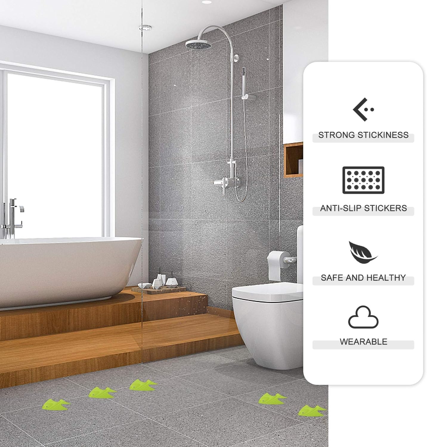 Angoily 20pcs Non-Slip Bathtub Stickers with Sea Creature Designs