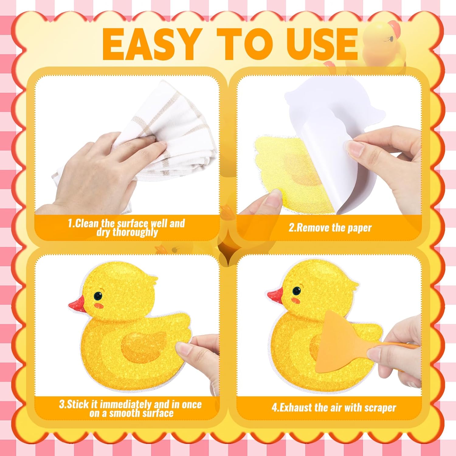 Yaomiao 24 Pcs Duck Non Slip Bathtub Stickers