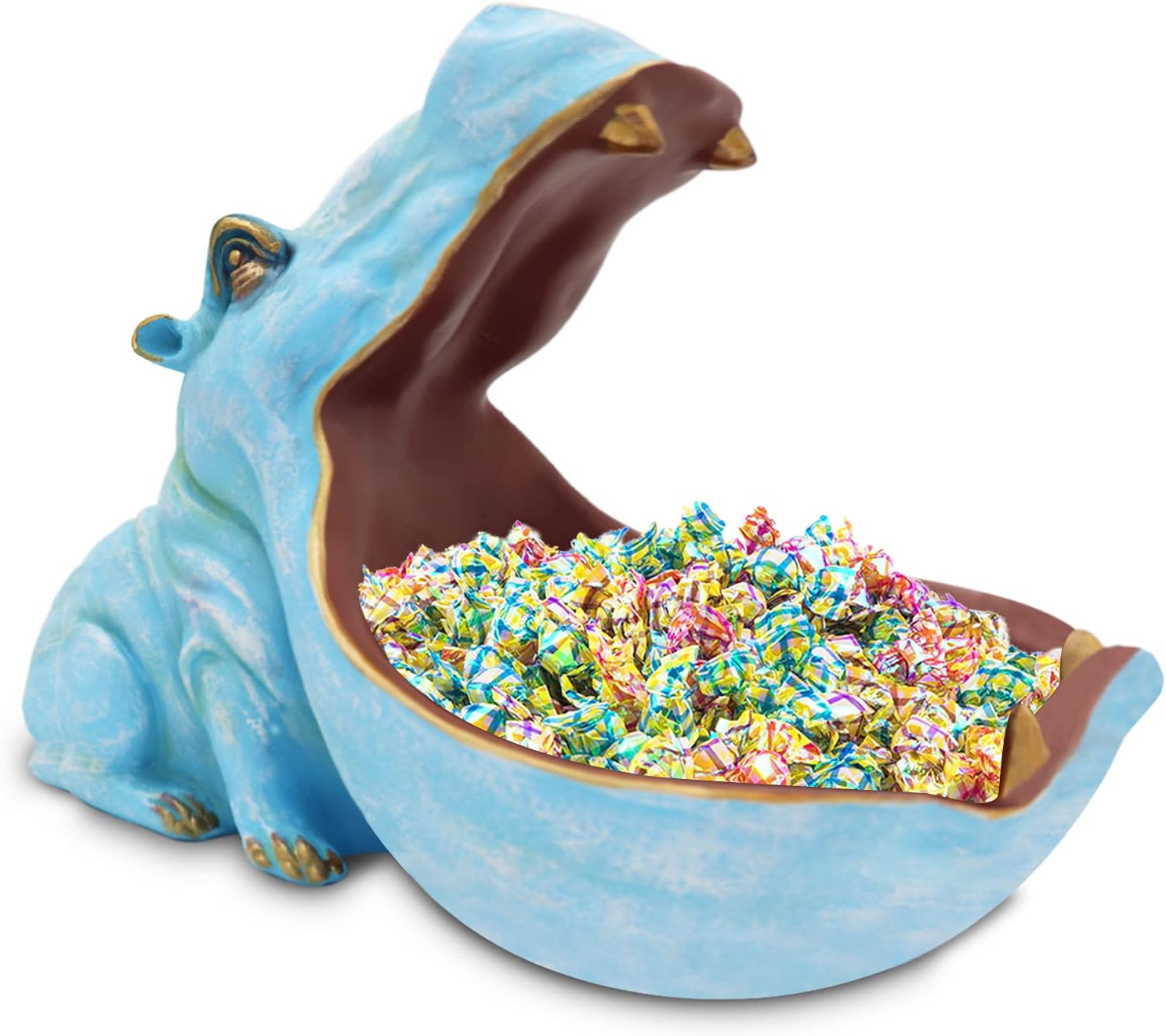 aboxoo Hippo Statue Resin Candy Dish Key Bowl Storage Box