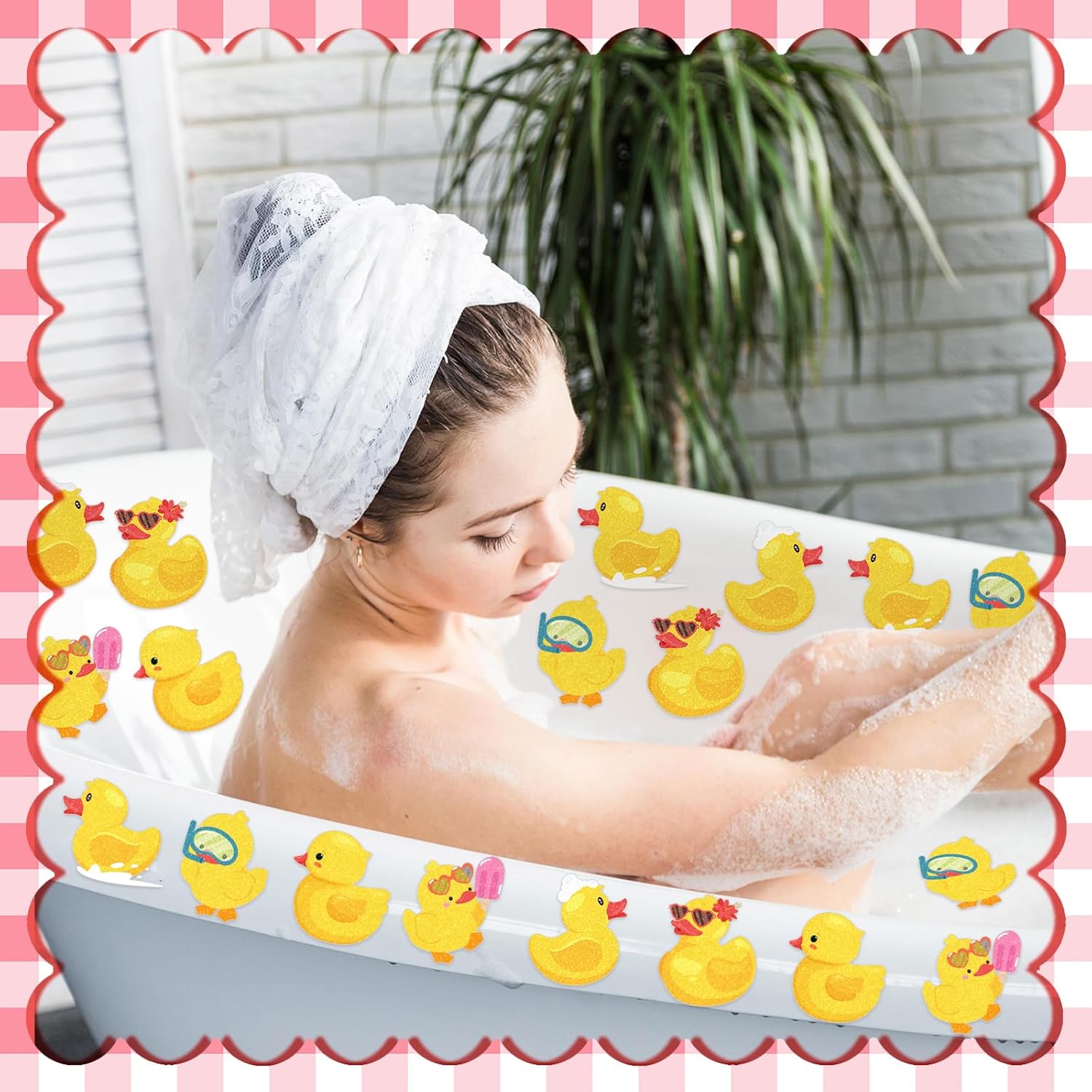 Yaomiao 24 Pcs Duck Non Slip Bathtub Stickers