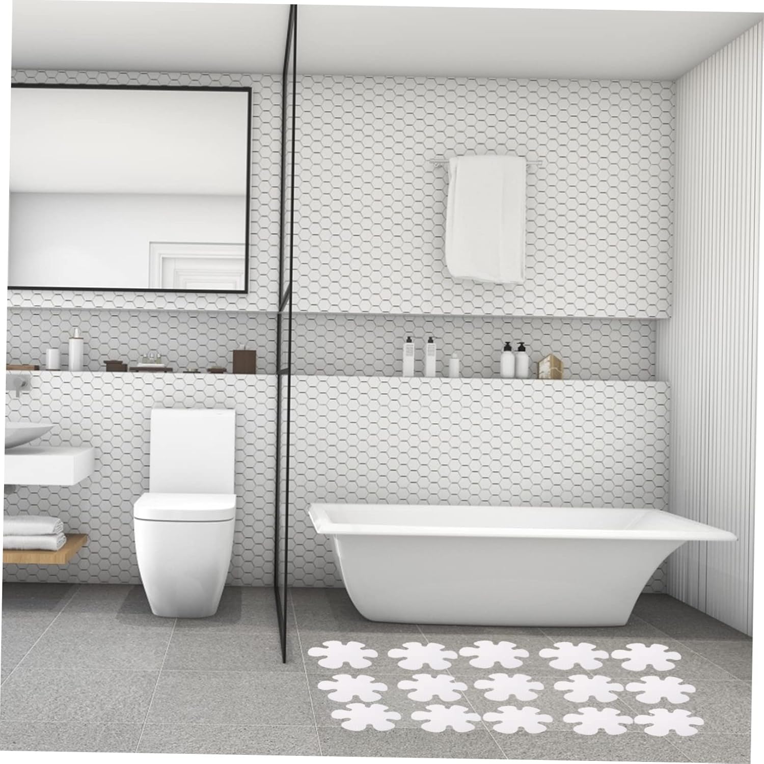 Mobestech 20pcs Non-Slip Flower Bathtub Stickers