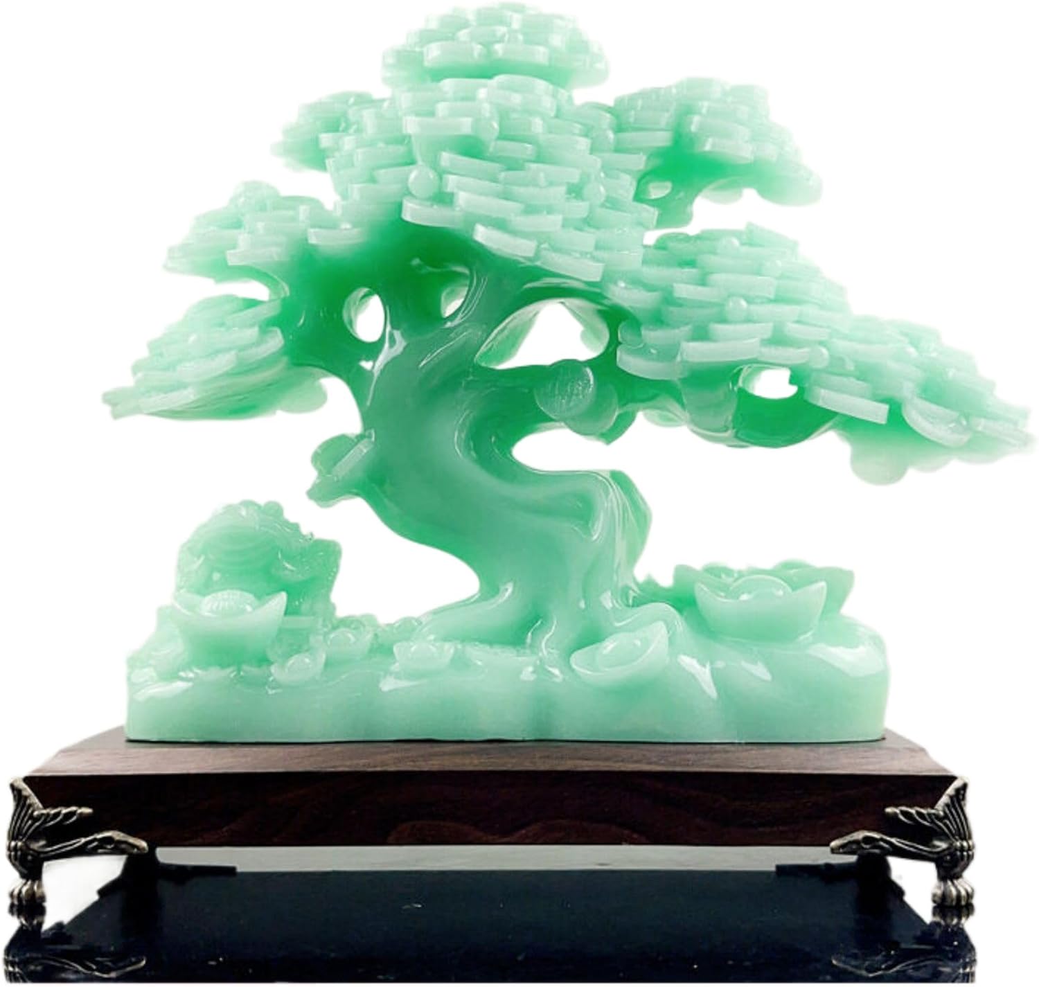 Feng Shui Resin Wealth Tree Statue Blue Ice Jade Medium Size