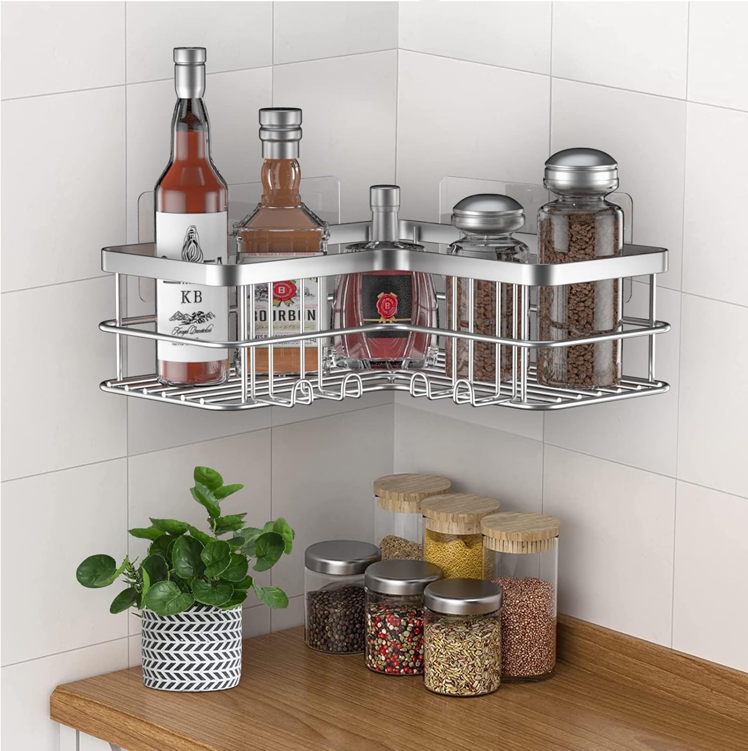 Yazoni Shower Caddy 2-Pack Corner Shelf Silver