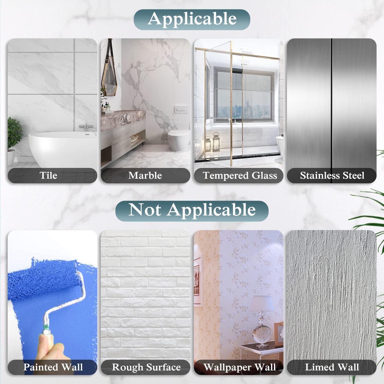 EAGMAK 4 Pack Transparent Shower Caddy Adhesive