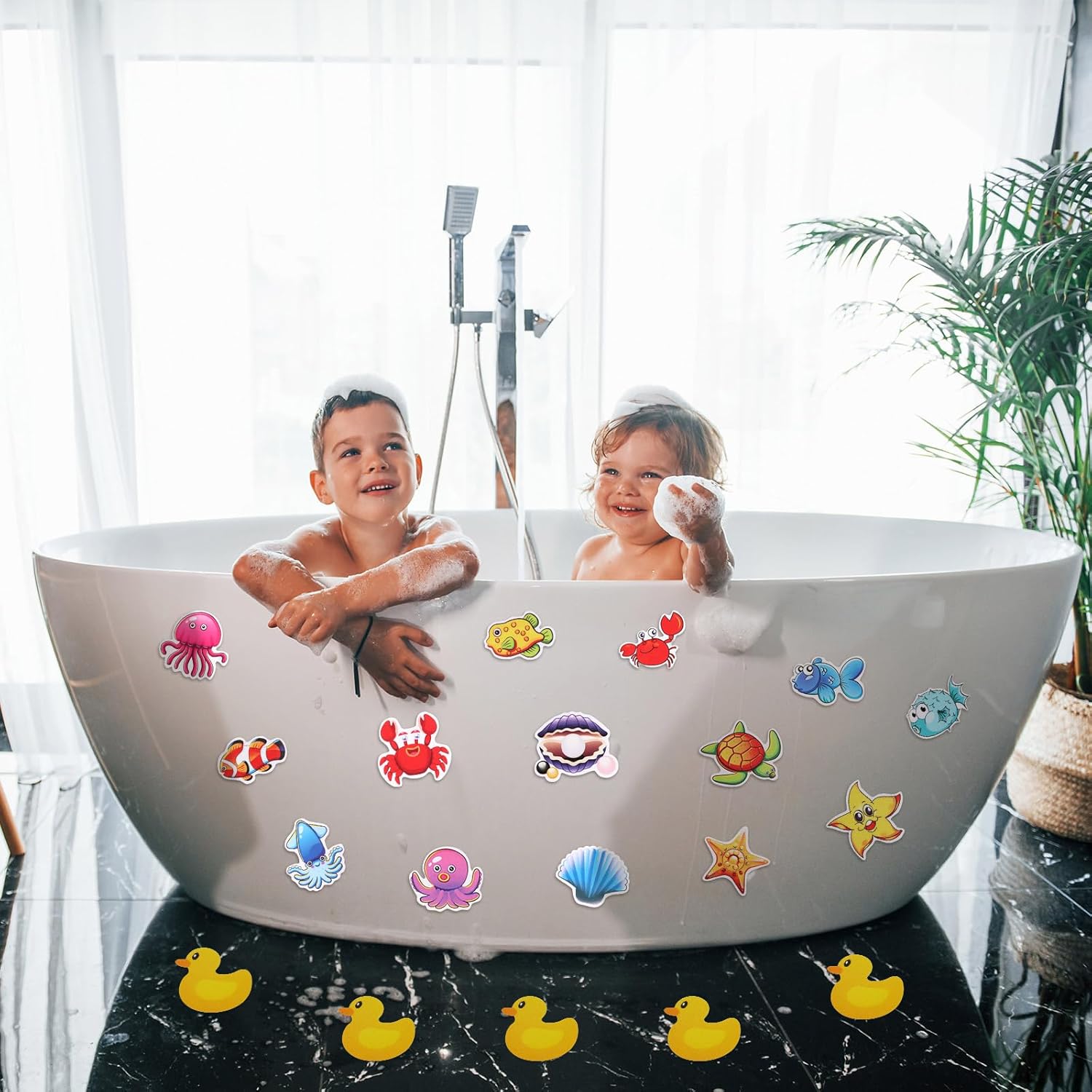 Chiisong 40 Pcs Non-Slip Bathtub Stickers with Scraper