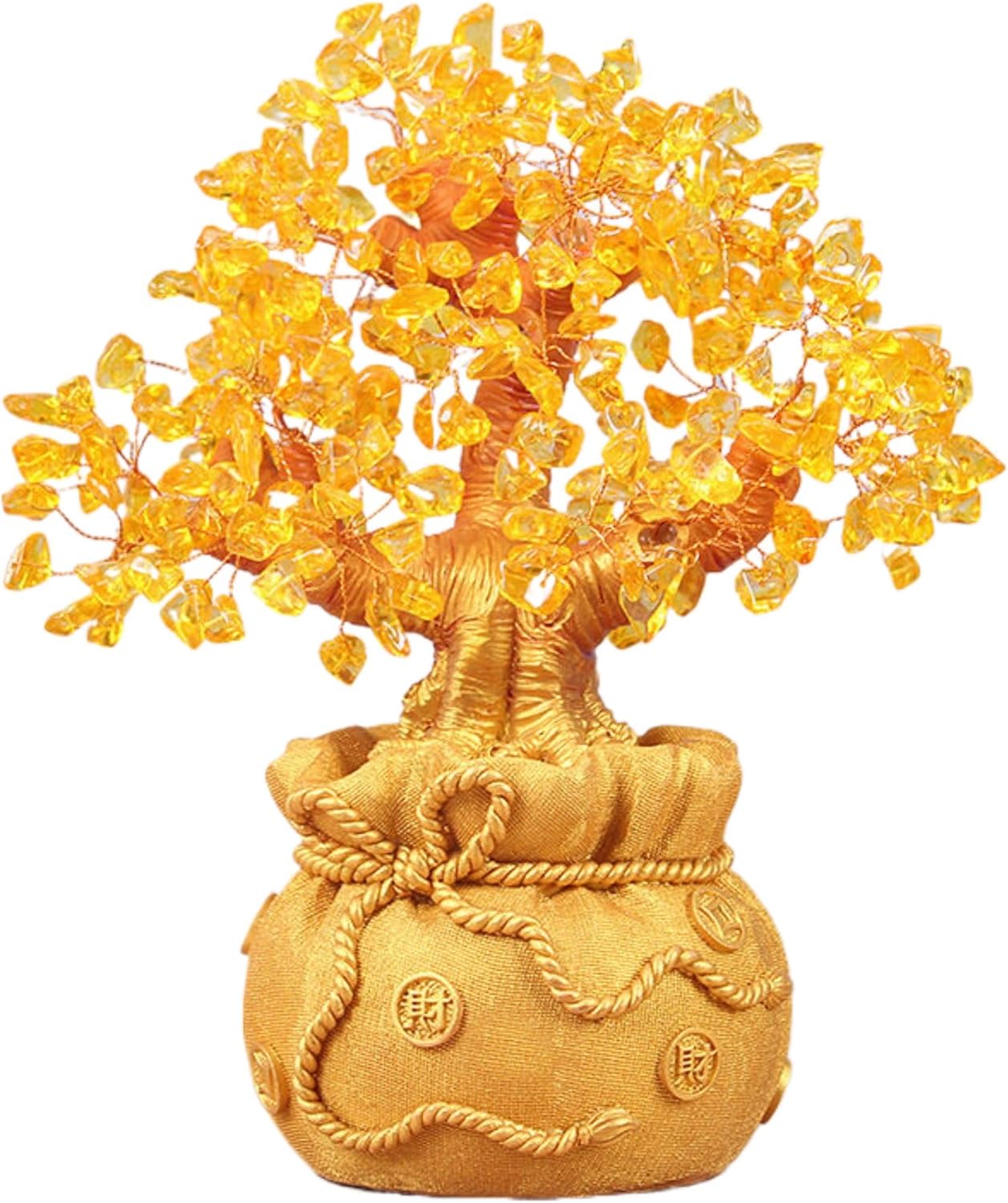 Yellow Crystal Wealth Tree Feng Shui Statue - Large Size