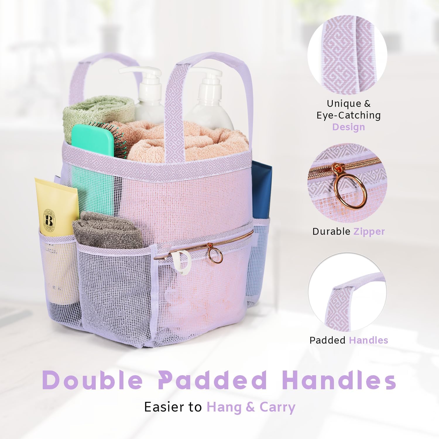 DV Lifestyle Mesh Shower Caddy with 7 Pockets and Zipper