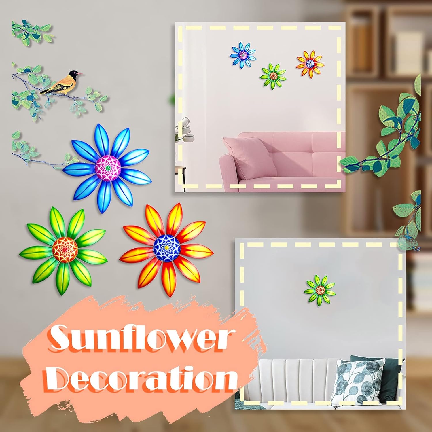 Golden Metal Wall Art Sculptures for Home and Office
