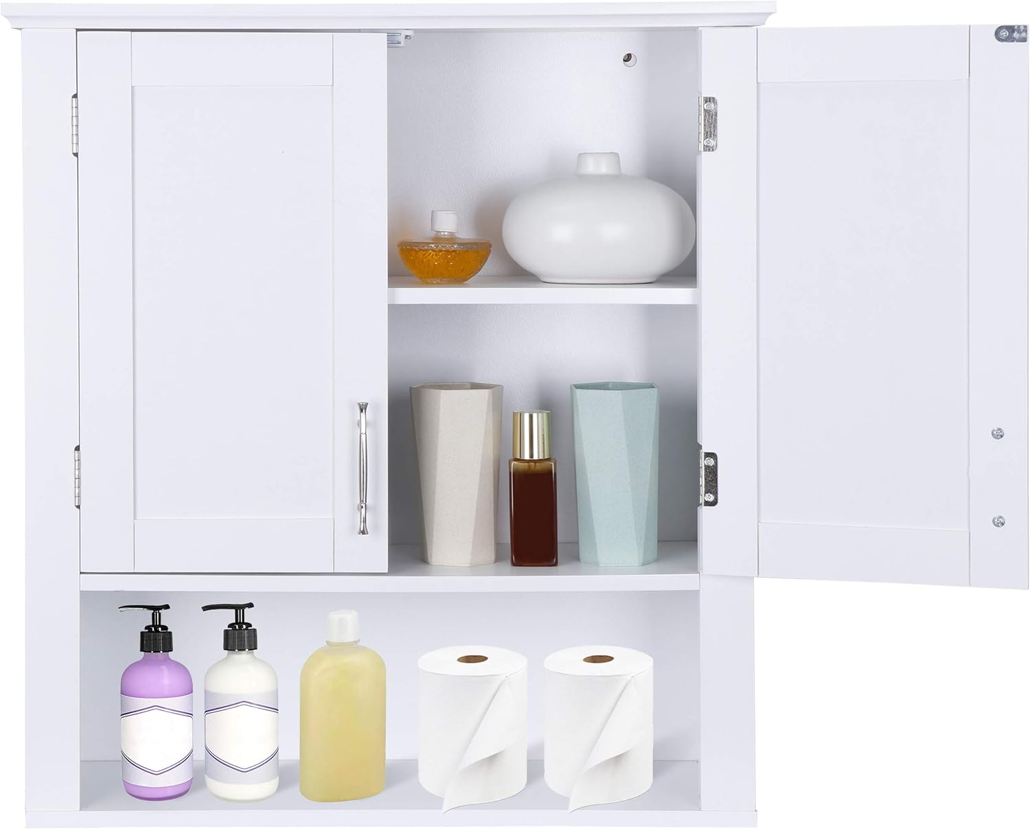 Saicool Wooden Medicine Cabinet with 2-Doors and 1-Shelf