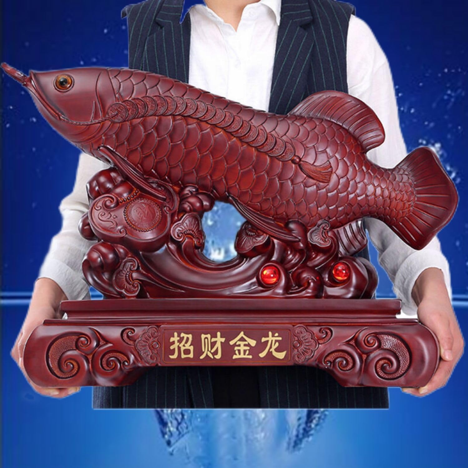 Large Feng Shui Resin Fish Statue for Wealth and Prosperity
