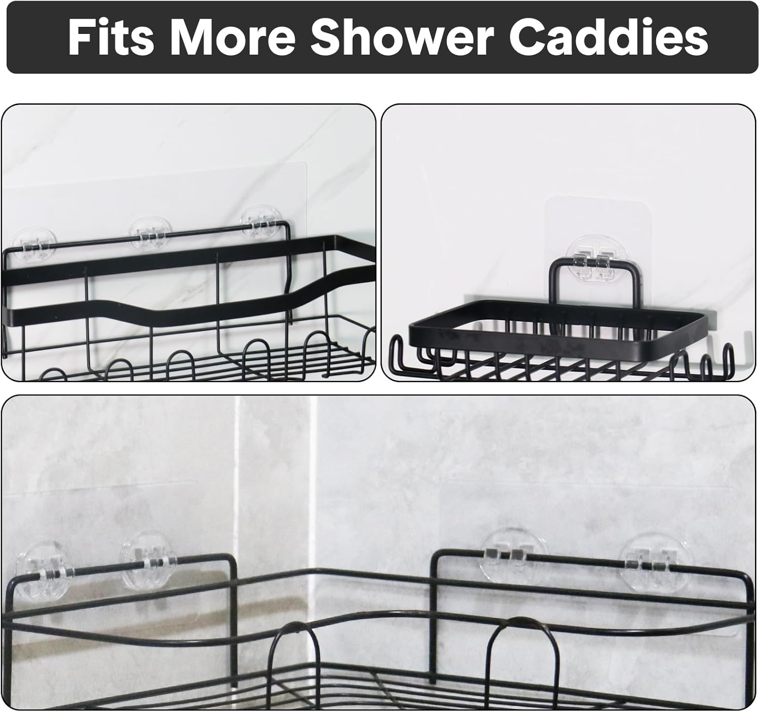 Shower Caddy Adhesive Replacement 6pcs Strong Hooks for Bathroom Storage
