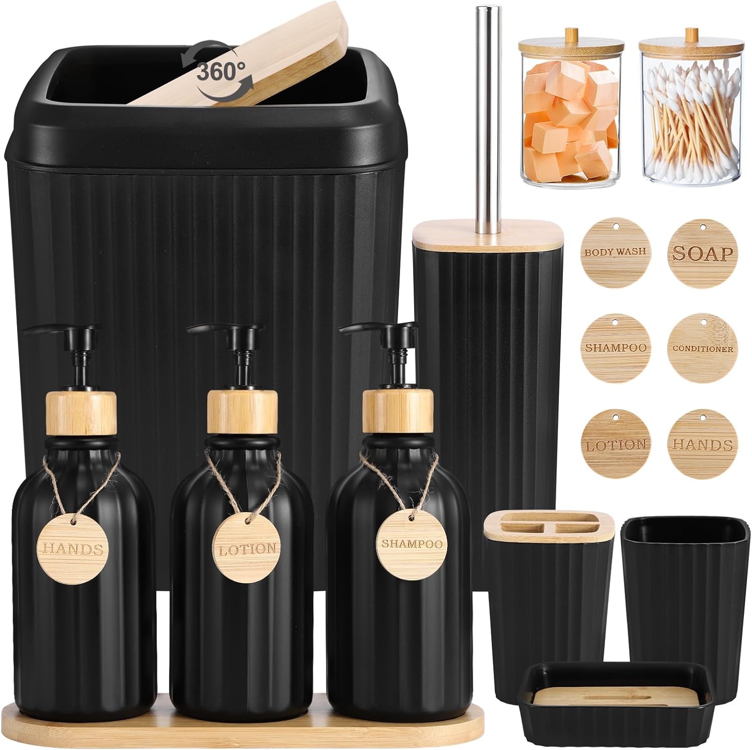 XLHOMO Black Bathroom Accessory Set 17PCS