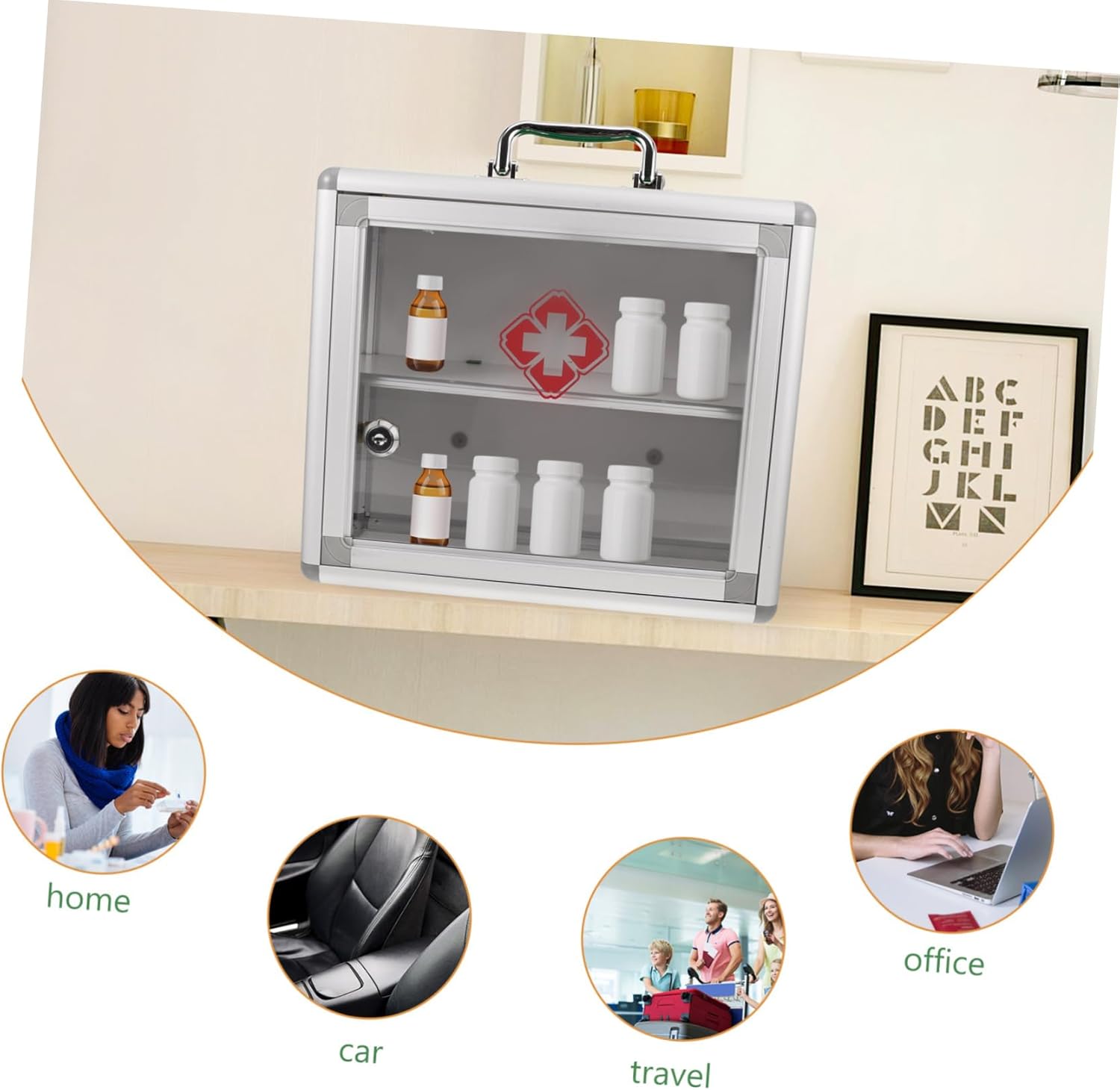 Alipis Transparent Wall Mount First Aid Cabinet