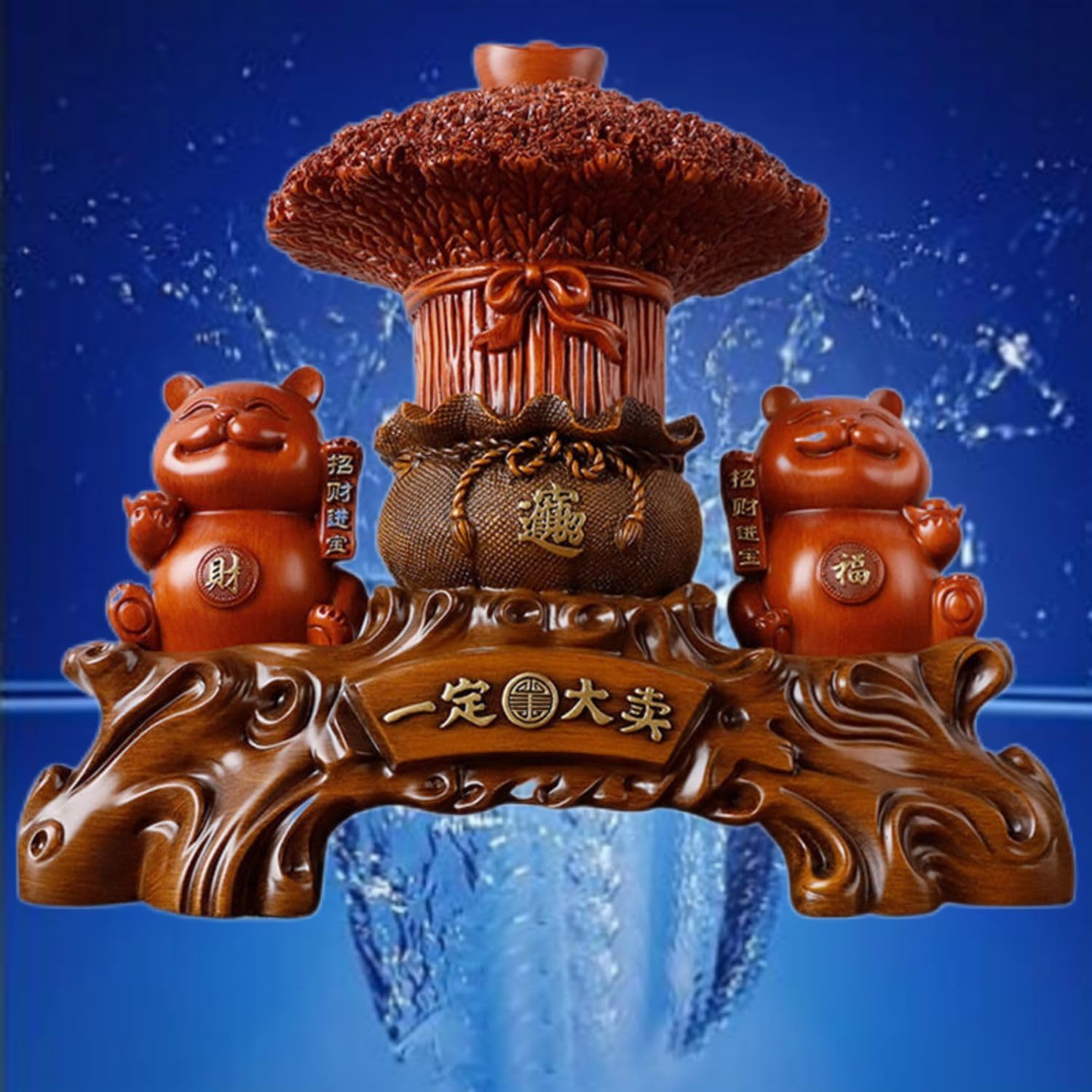 Chinese Feng Shui Resin Wealth Cat Statue for Home Office