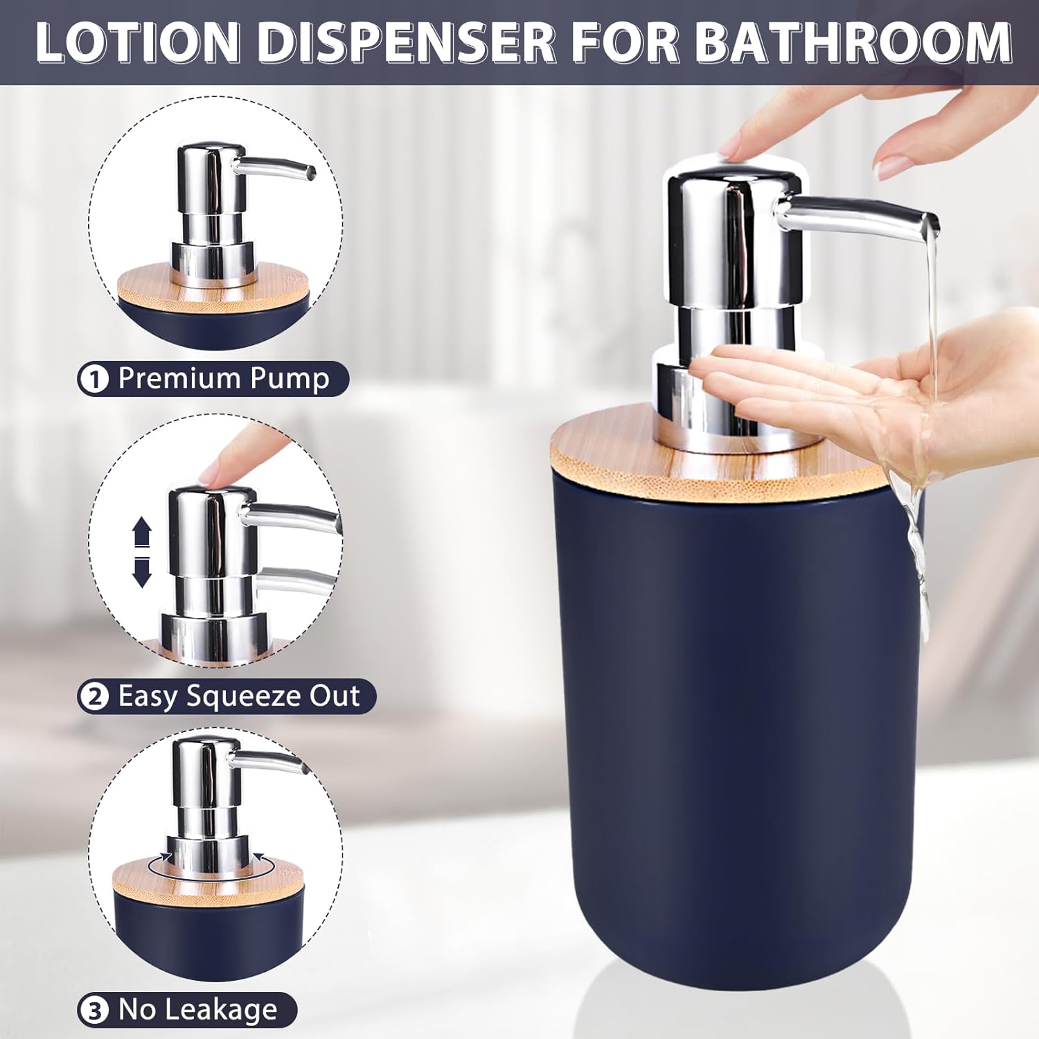 iMucci 5 Piece Bathroom Accessories Set Navy Blue