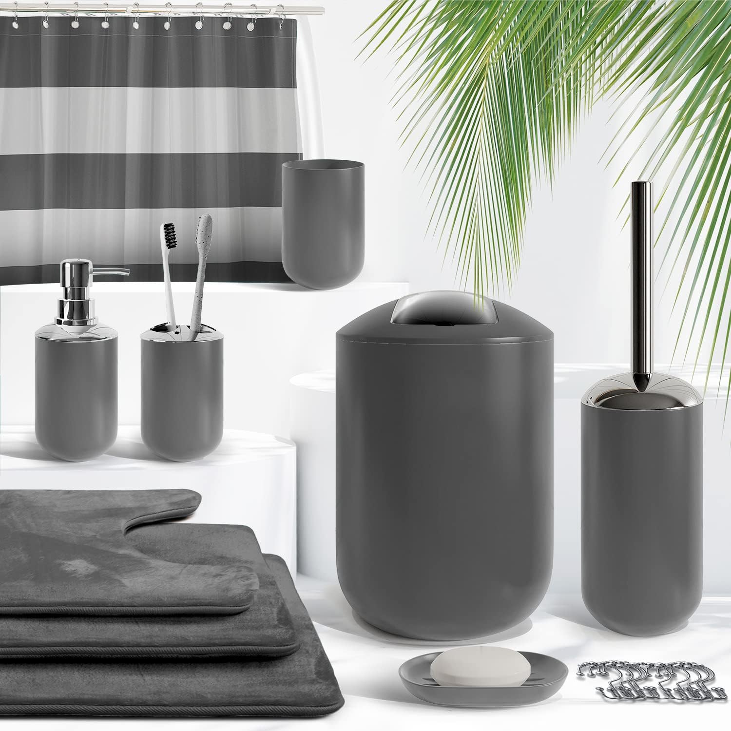 Clara Clark Gray Bathroom Accessory Set 23PC