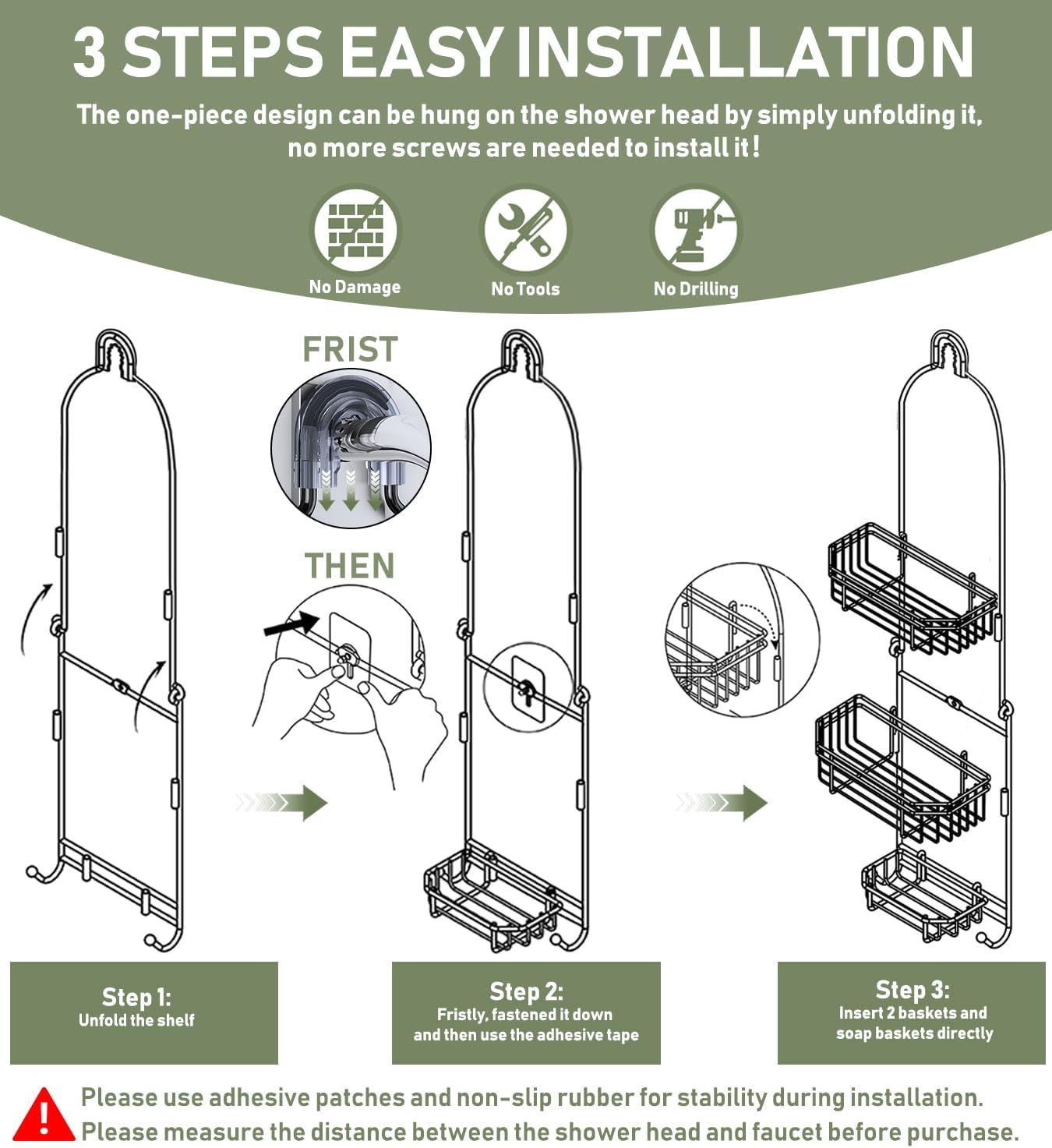 WXCGX Hanging Shower Caddy with 2 Baskets and Hooks