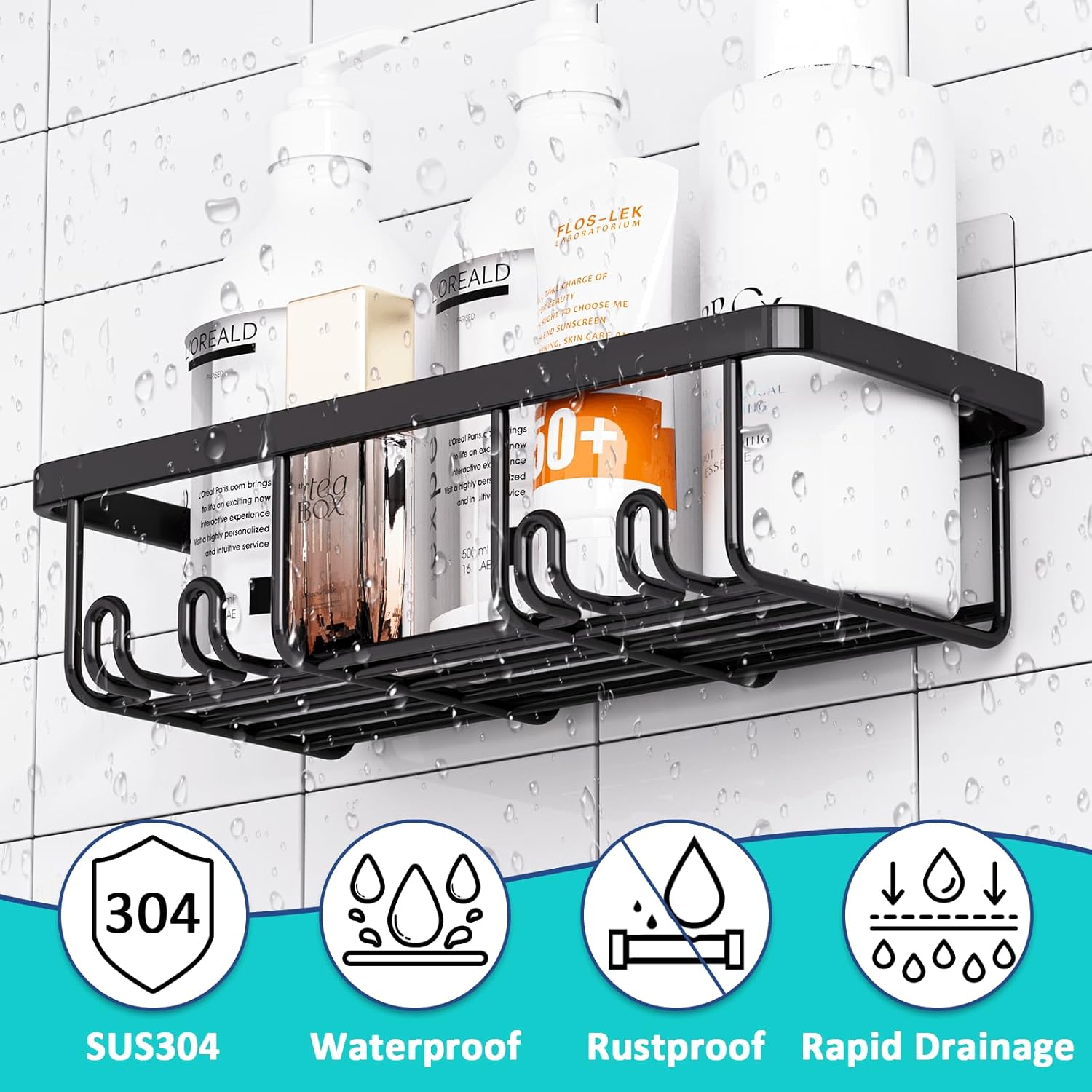 oyenbboi 6-Pack Shower Caddy Organizer Adhesive No Drill Rustproof