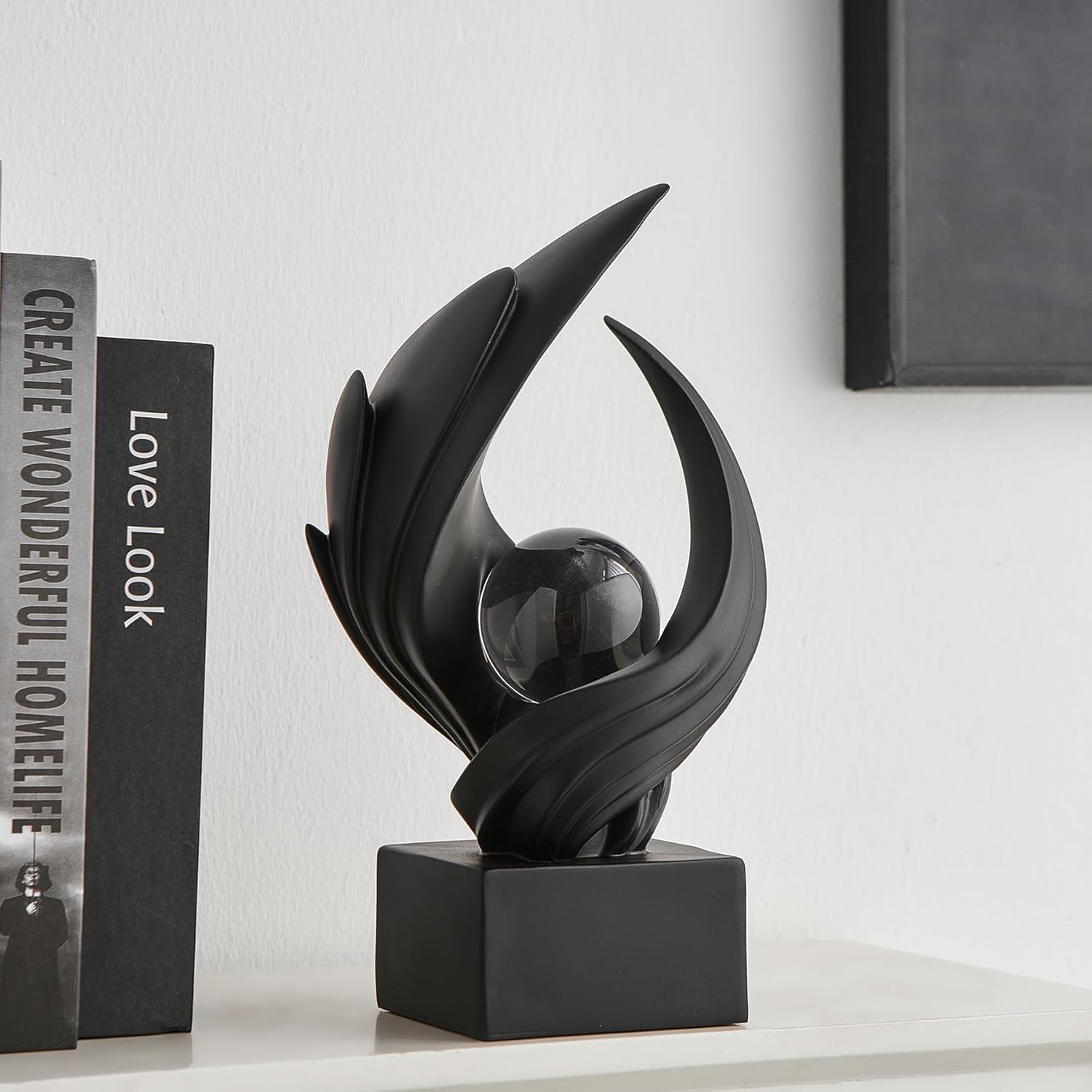 Abstract Art Sculpture Resin Gold Modern White Decor