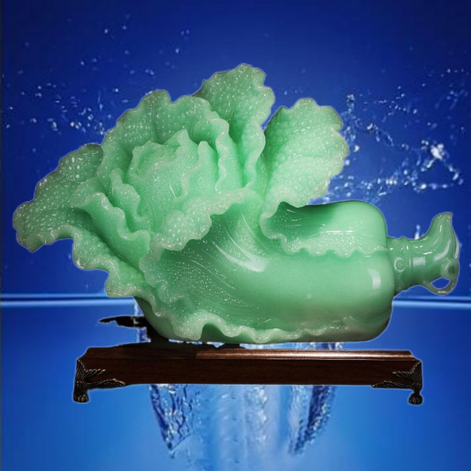 Blue Ice Jade Boodle Resin Statue - Wealth Prosperity Decor