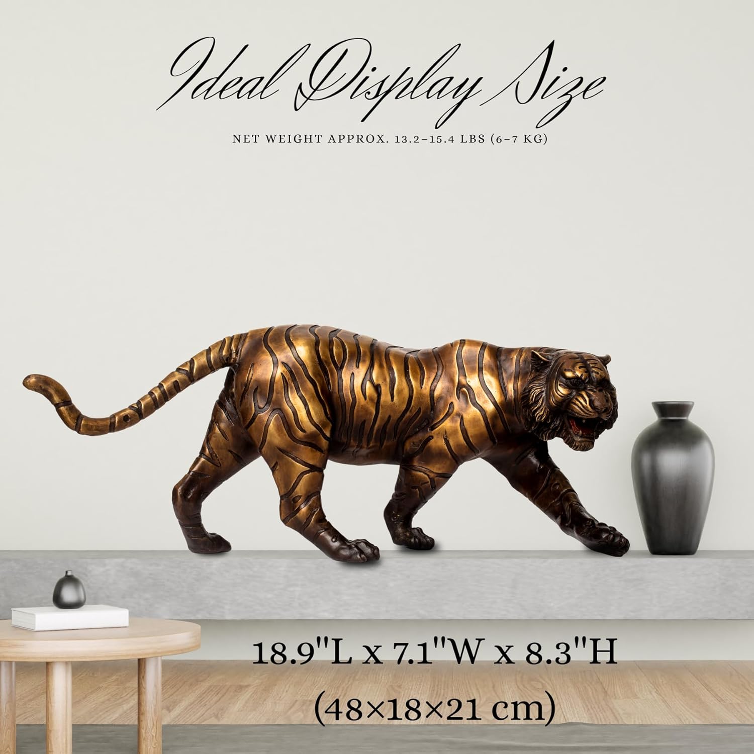 YouFine Bronze Tiger Statue 189 Inch Solid Brass Home Decor