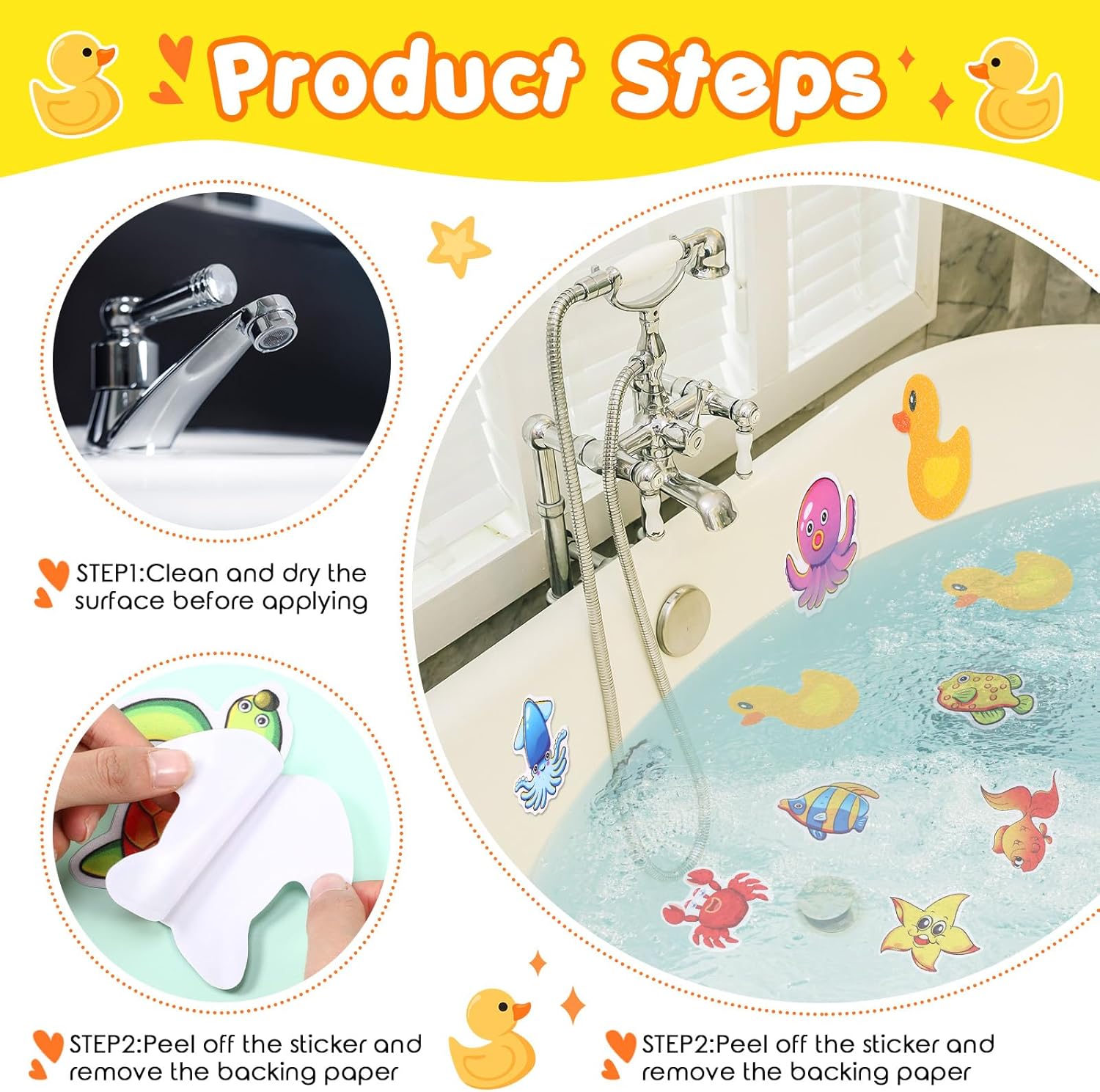 Chiisong 40 Pcs Non-Slip Bathtub Stickers with Scraper