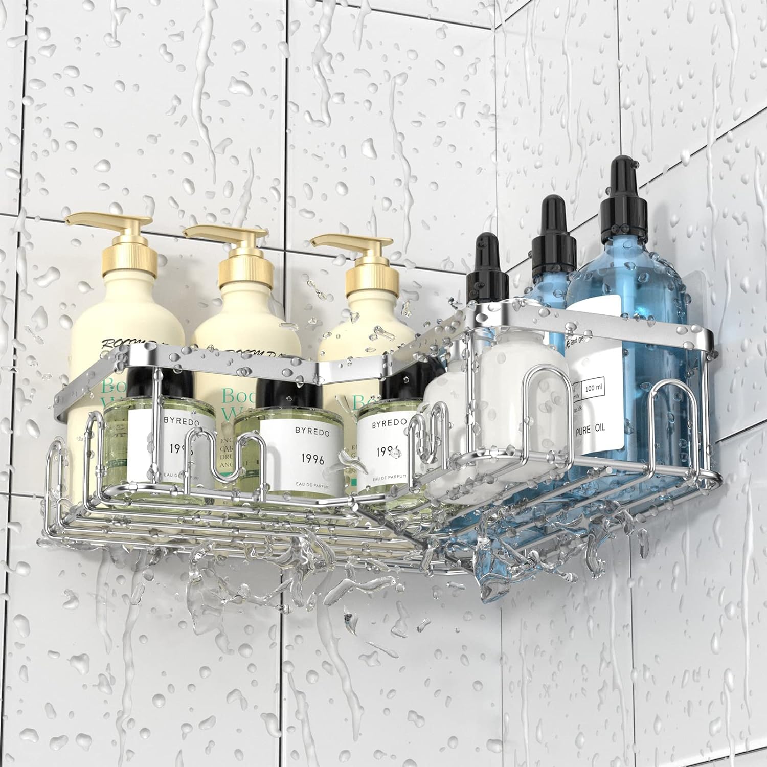 Menbyci 3 Pack Corner Shower Caddy with 18 Hooks
