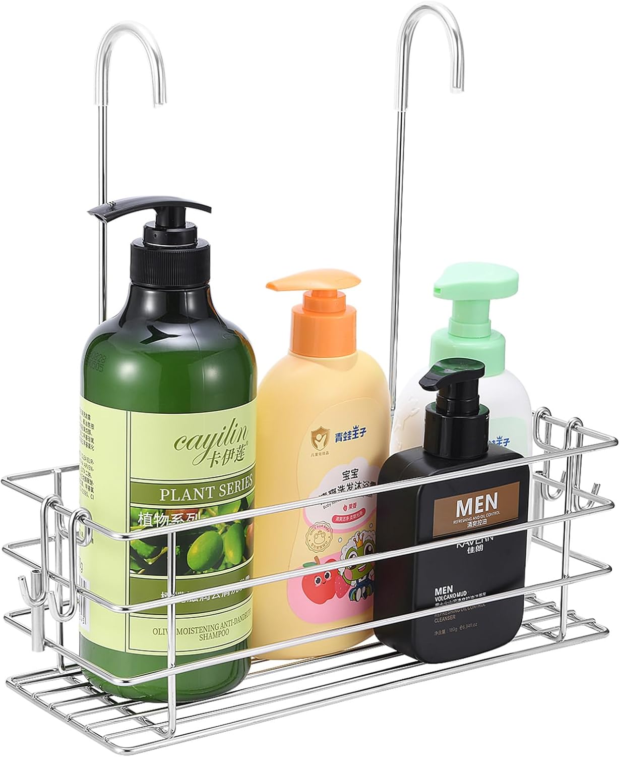 Seltomer 360 Swivel Shower Caddy with Hooks and Large Basket