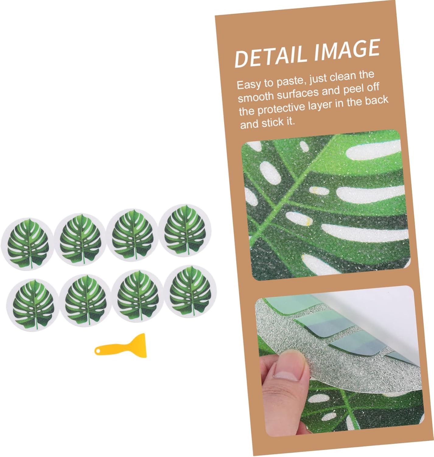 1 Set Non-Slip Tropical Leaf Bathtub Stickers